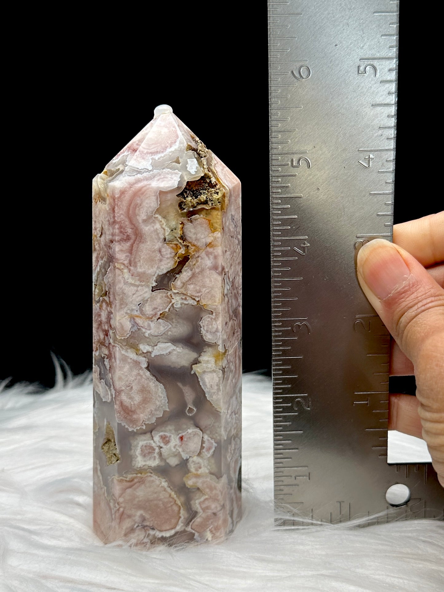 Stunning Flower Agate Crystal Point - 5.5 Inches Tall, Natural Beauty