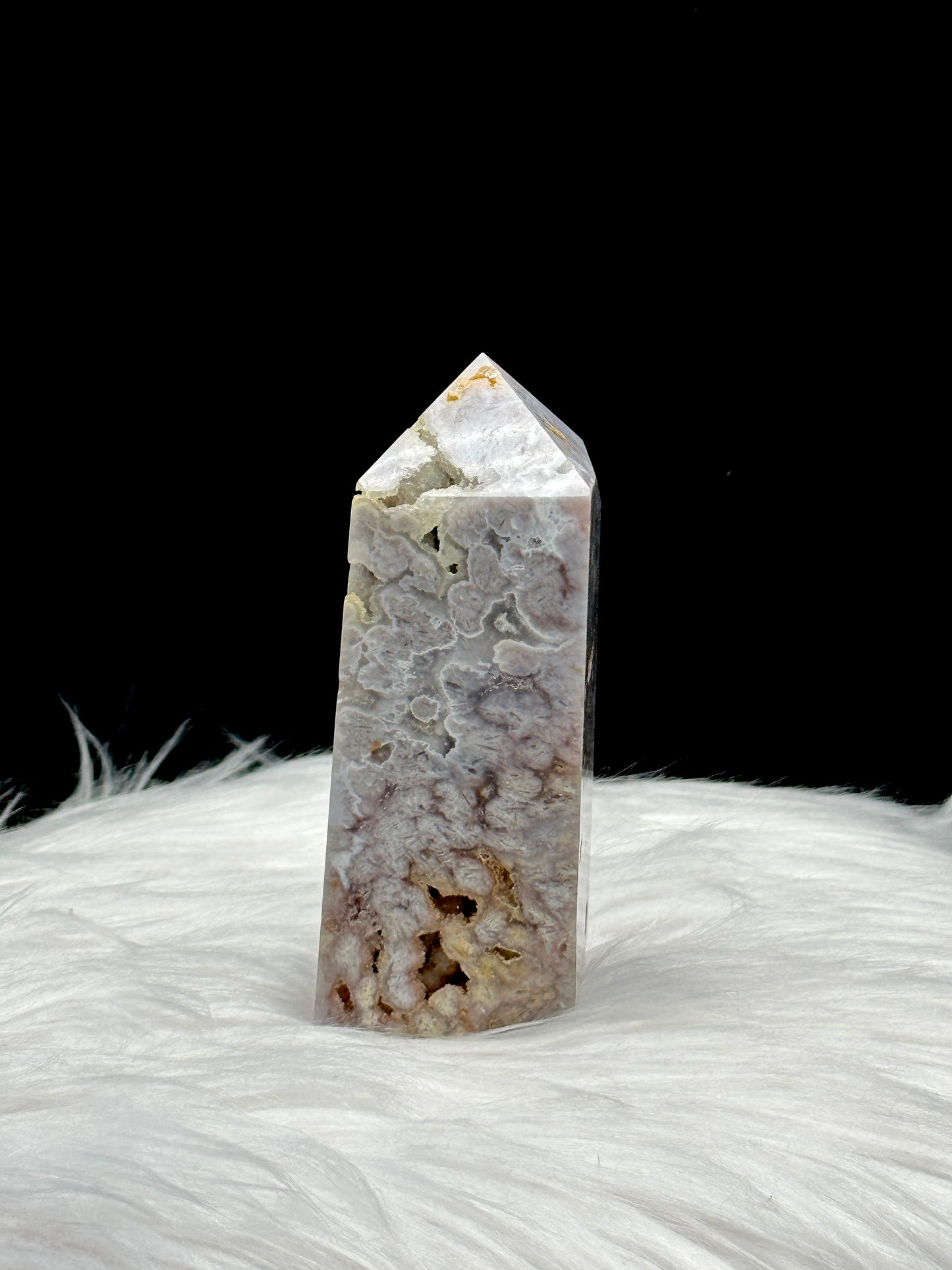 Pink Amethyst Flower Agate Crystal Point - 5 Inches Tall, 355g Weight