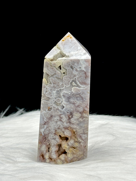 Pink Amethyst Flower Agate Crystal Point - 5 Inches Tall, 355g Weight