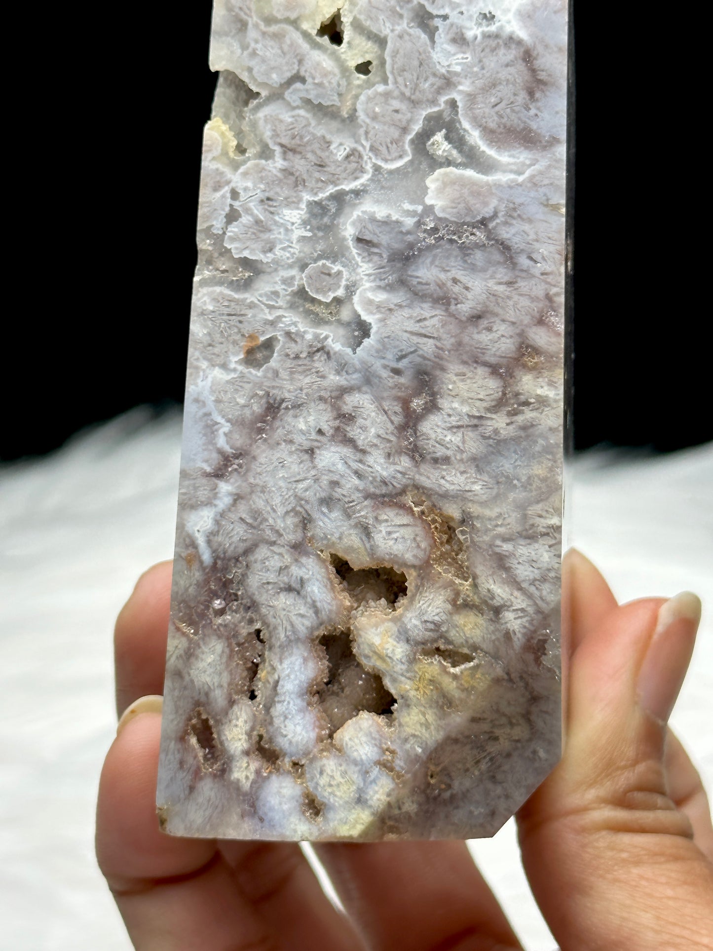 Pink Amethyst Flower Agate Crystal Point - 5 Inches Tall, 355g Weight