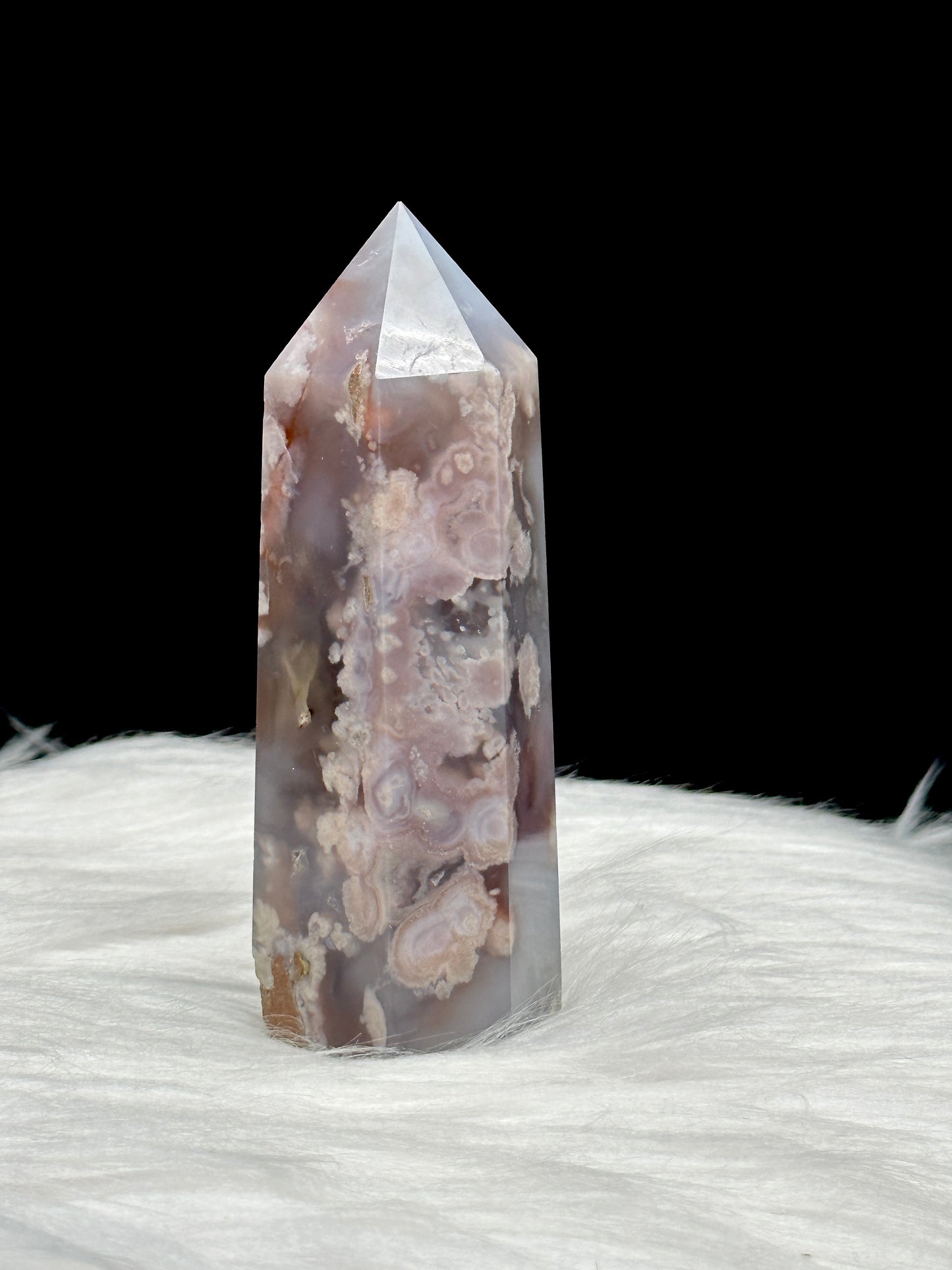 Flower Agate Crystal Point - 4.2 Inches Tall - Natural Healing Energy