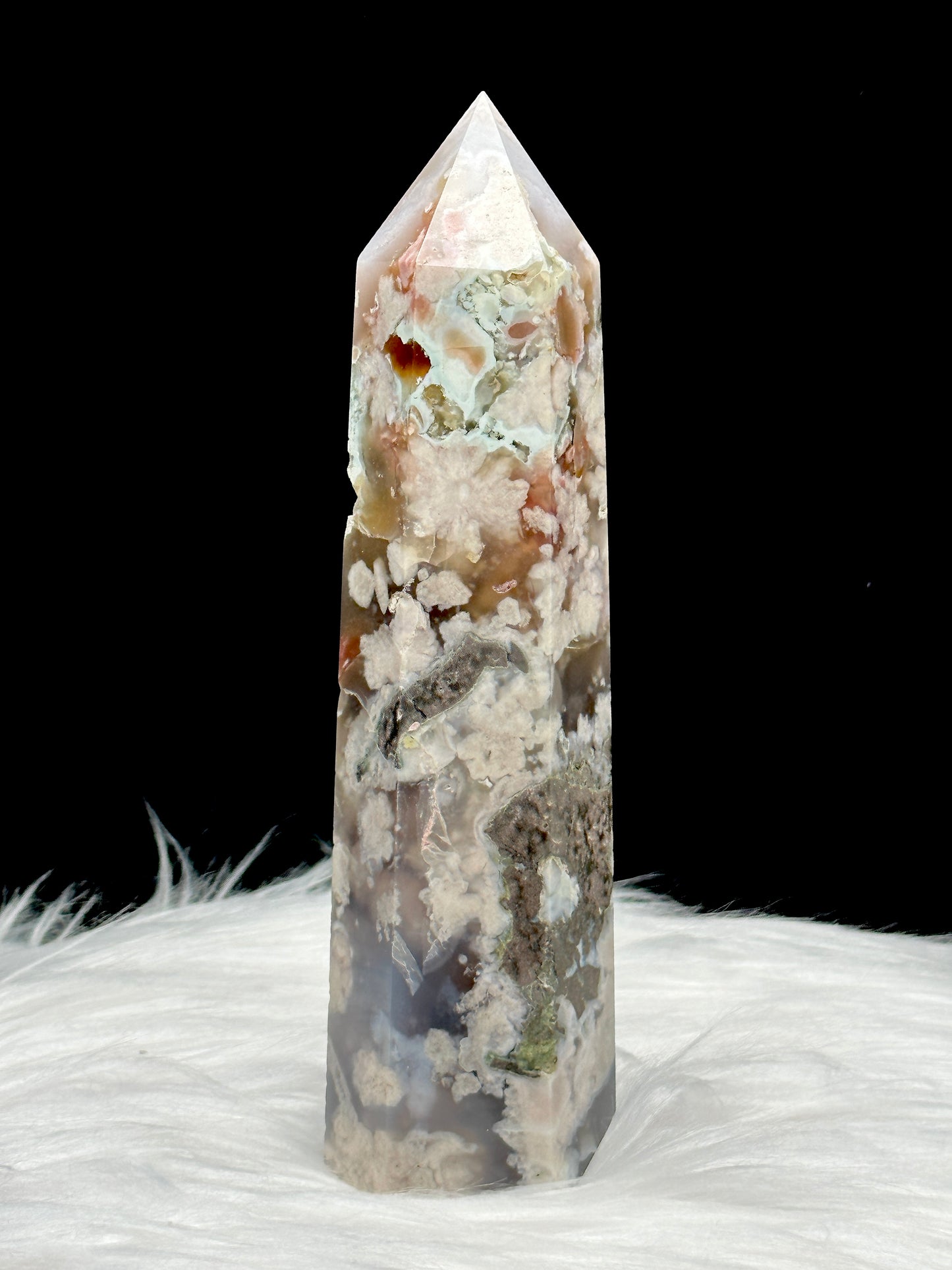 Flower Agate Crystal Point - 7 Inches Tall, 446 Grams