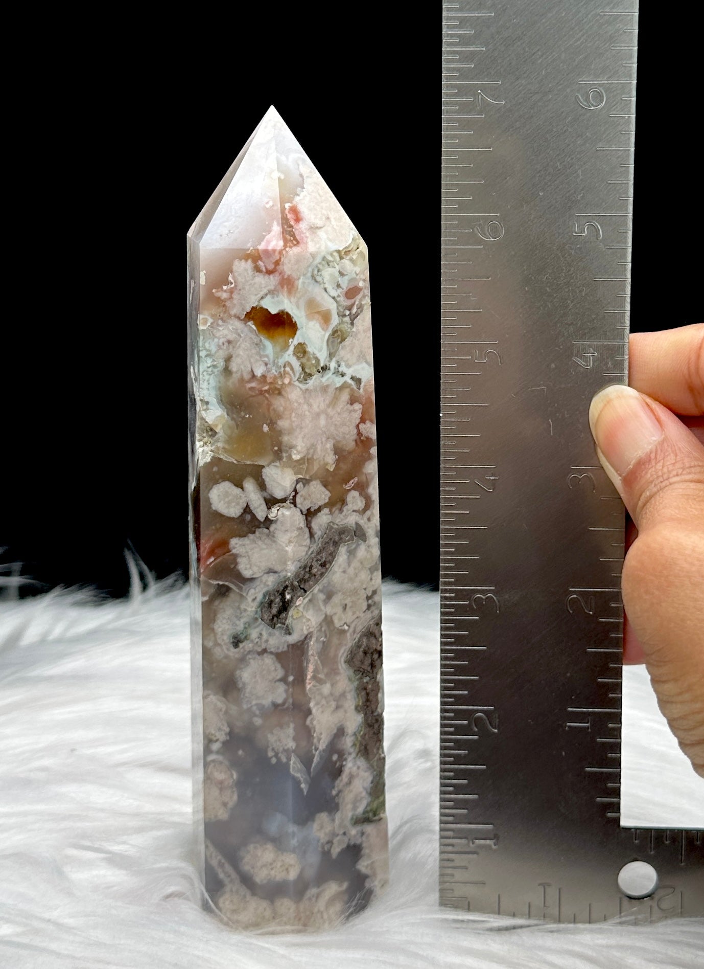 Flower Agate Crystal Point - 7 Inches Tall, 446 Grams