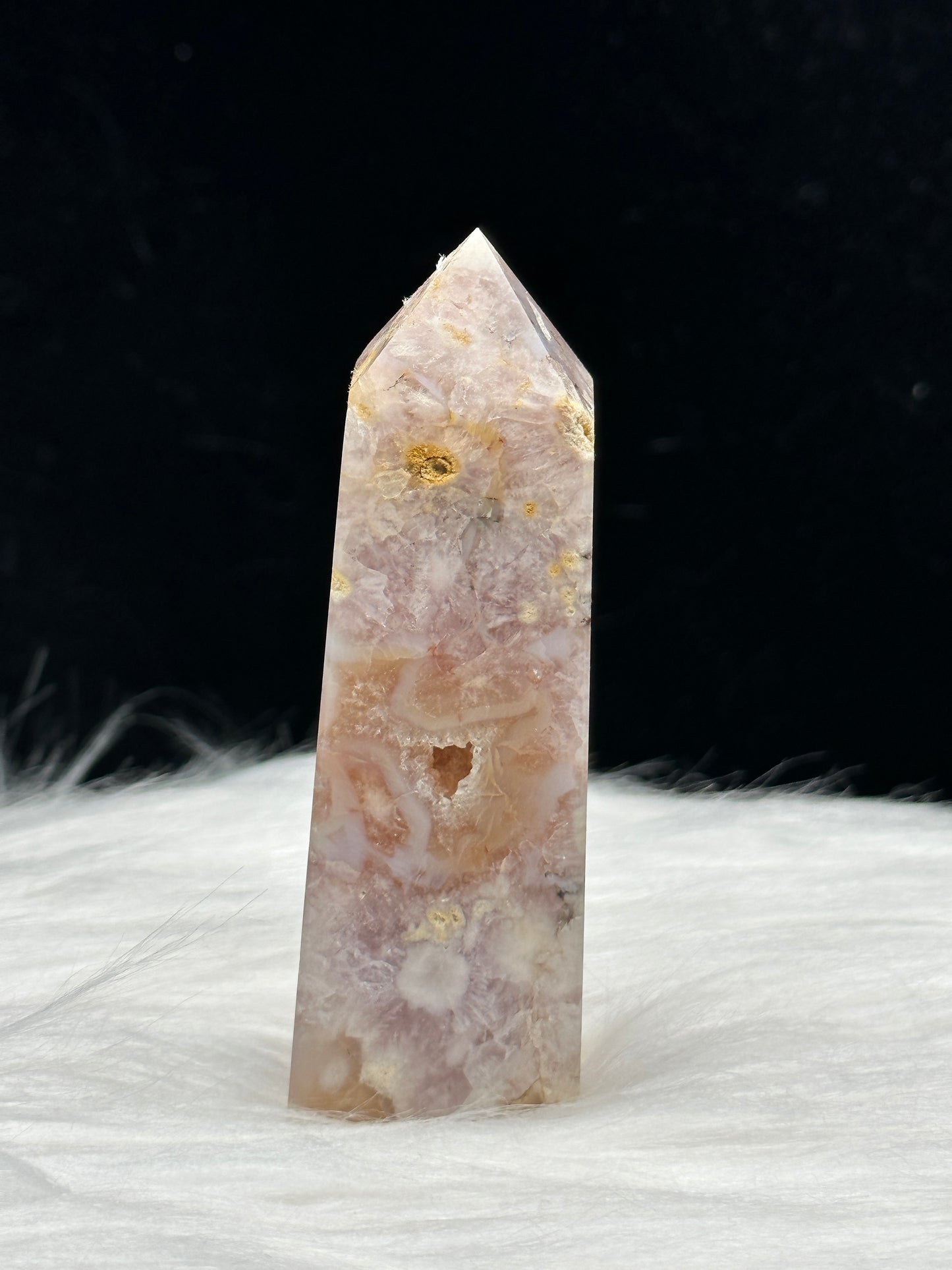 Pink Amethyst Flower Agate Crystal Point/Tower - 136g, 3.5 Inches High - Unique Healing Crystal