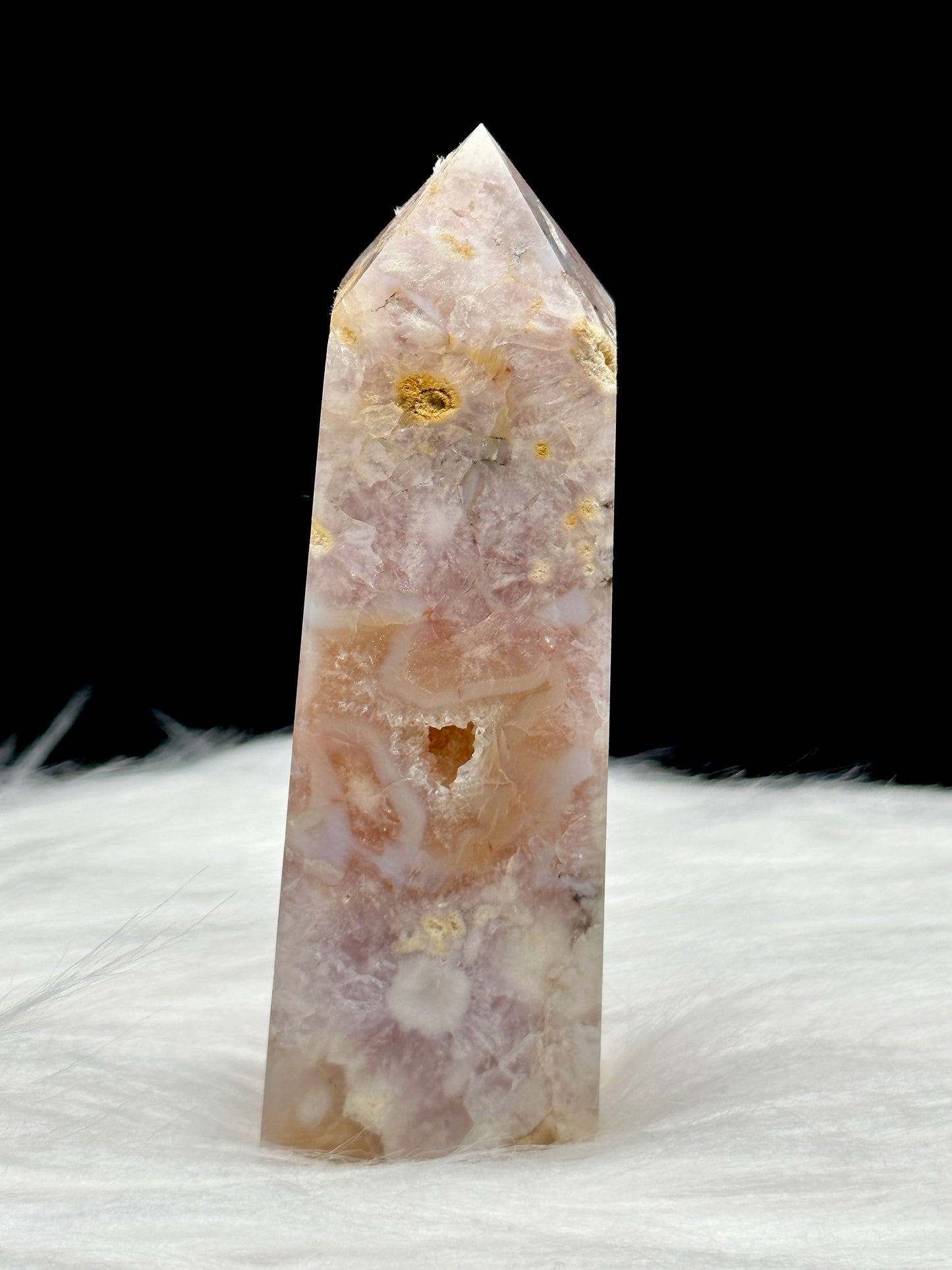 Pink Amethyst Flower Agate Crystal Point/Tower - 136g, 3.5 Inches High - Unique Healing Crystal