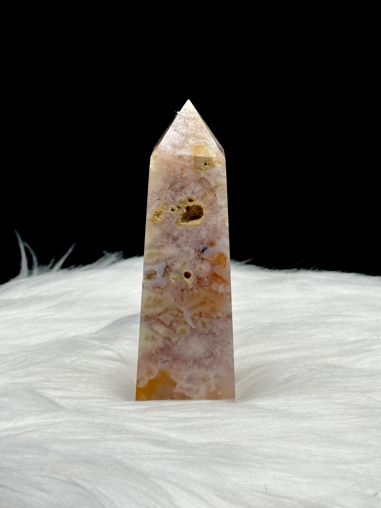 Pink Amethyst Flower Agate Crystal Point/Tower - 136g, 3.5 Inches High - Unique Healing Crystal