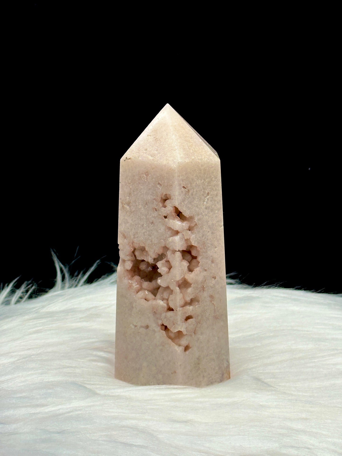 Druzy Pink Amethyst Crystal Point/Tower - 447g - 5 Inches High - Authentic and Unique