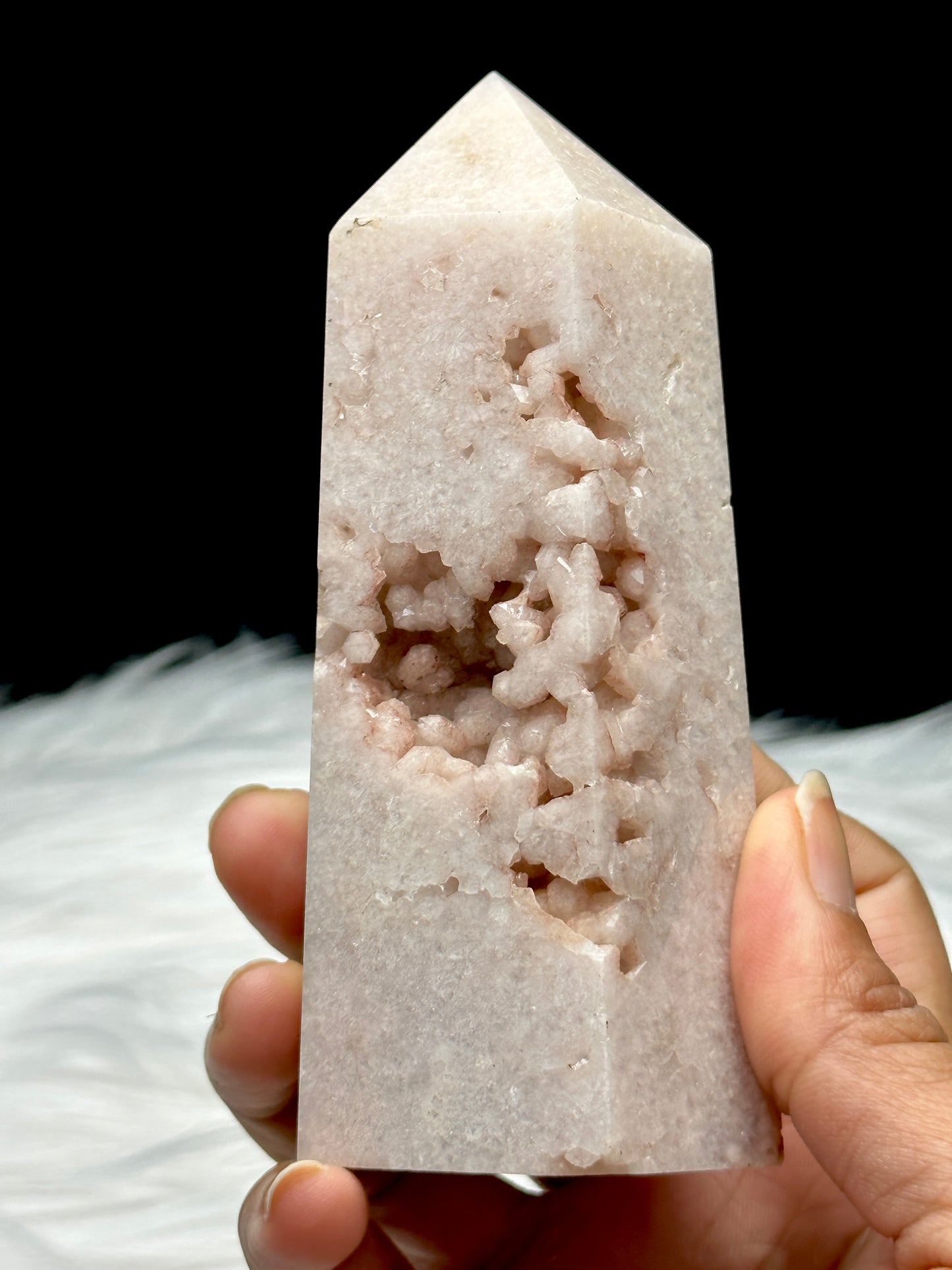 Druzy Pink Amethyst Crystal Point/Tower - 447g - 5 Inches High - Authentic and Unique