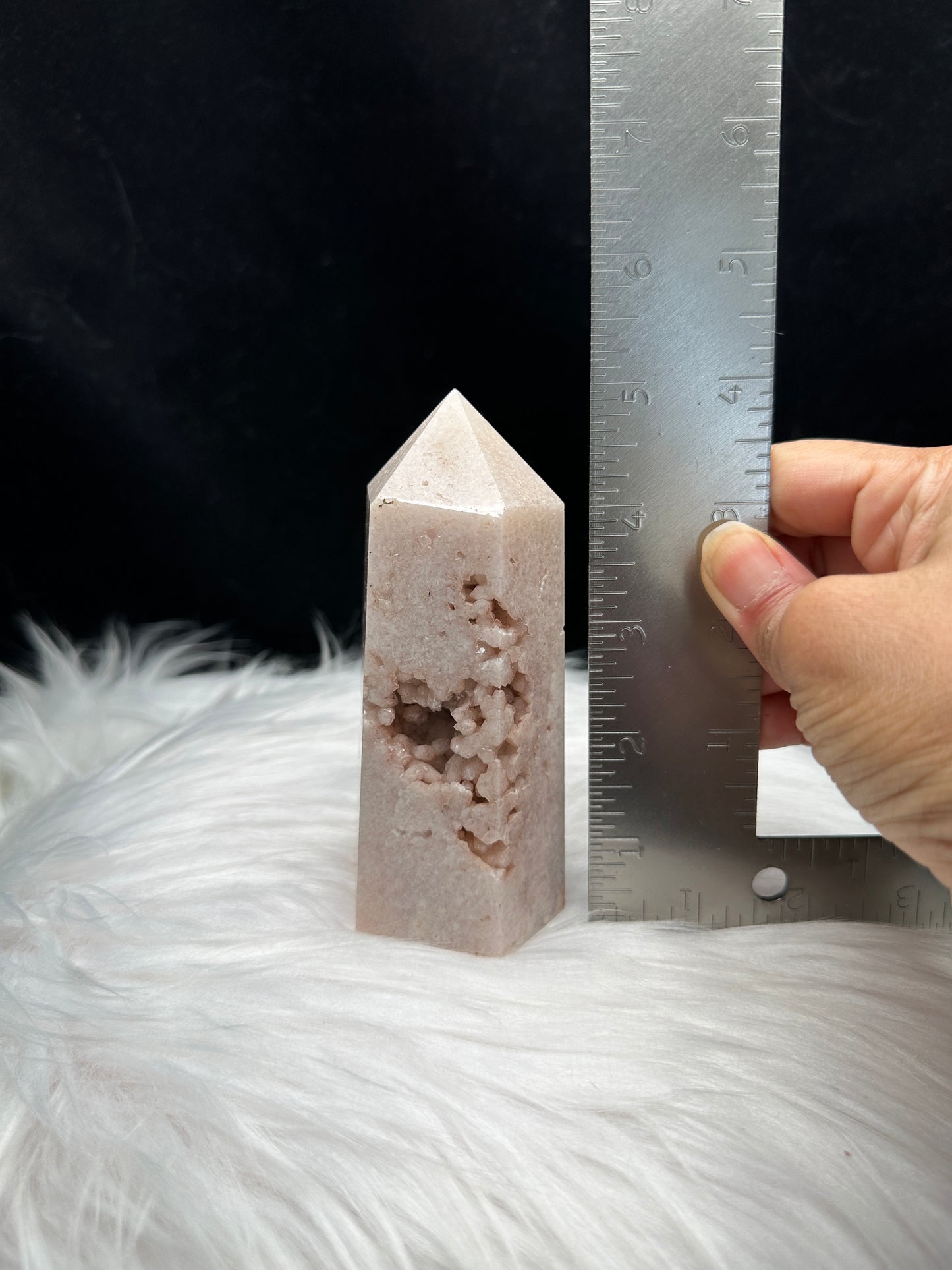 Druzy Pink Amethyst Crystal Point/Tower - 447g - 5 Inches High - Authentic and Unique