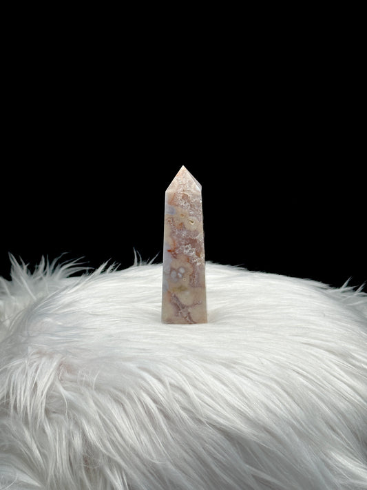 Pink Amethyst Flower Agate Crystal Point Tower - 191g, 4.3 inches