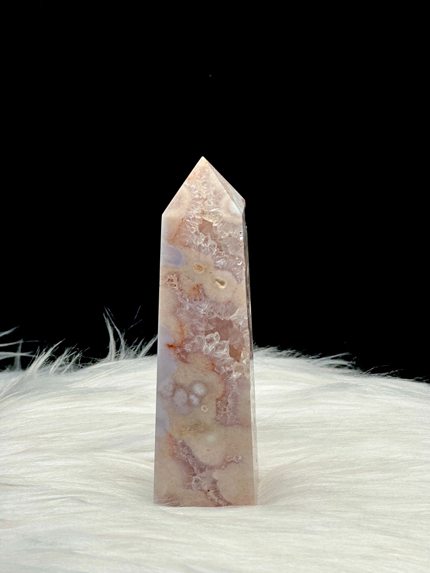 Pink Amethyst Flower Agate Crystal Point Tower - 191g, 4.3 inches