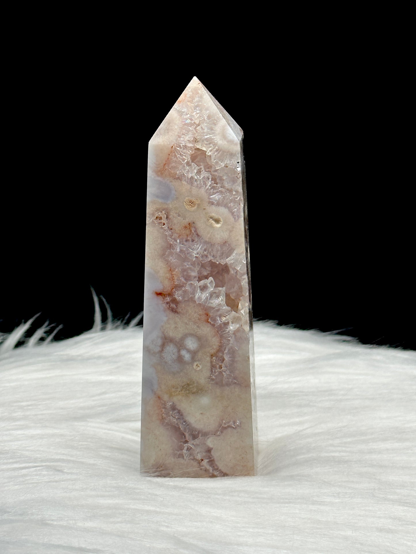 Pink Amethyst Flower Agate Crystal Point Tower - 191g, 4.3 inches