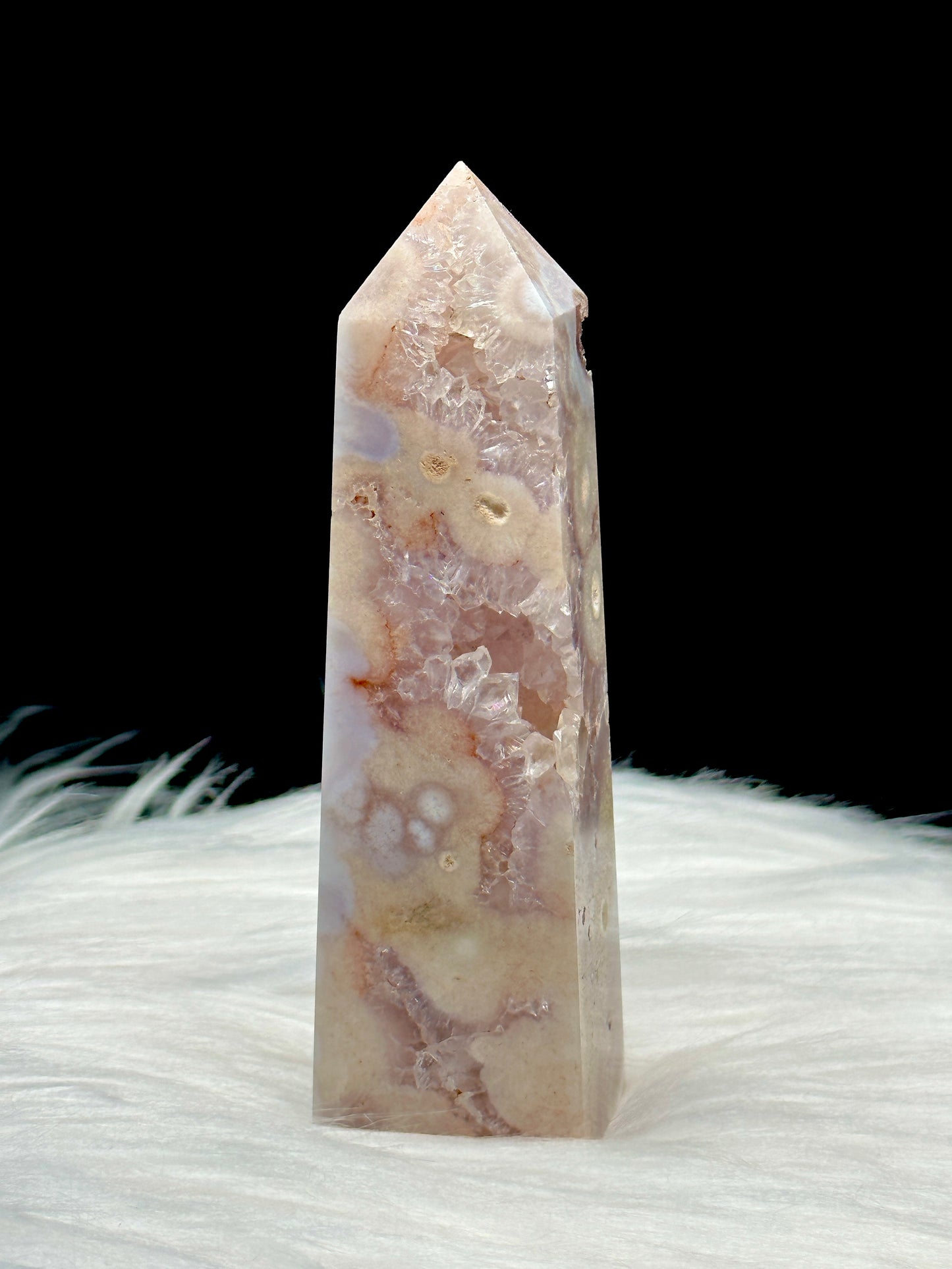 Pink Amethyst Flower Agate Crystal Point Tower - 191g, 4.3 inches