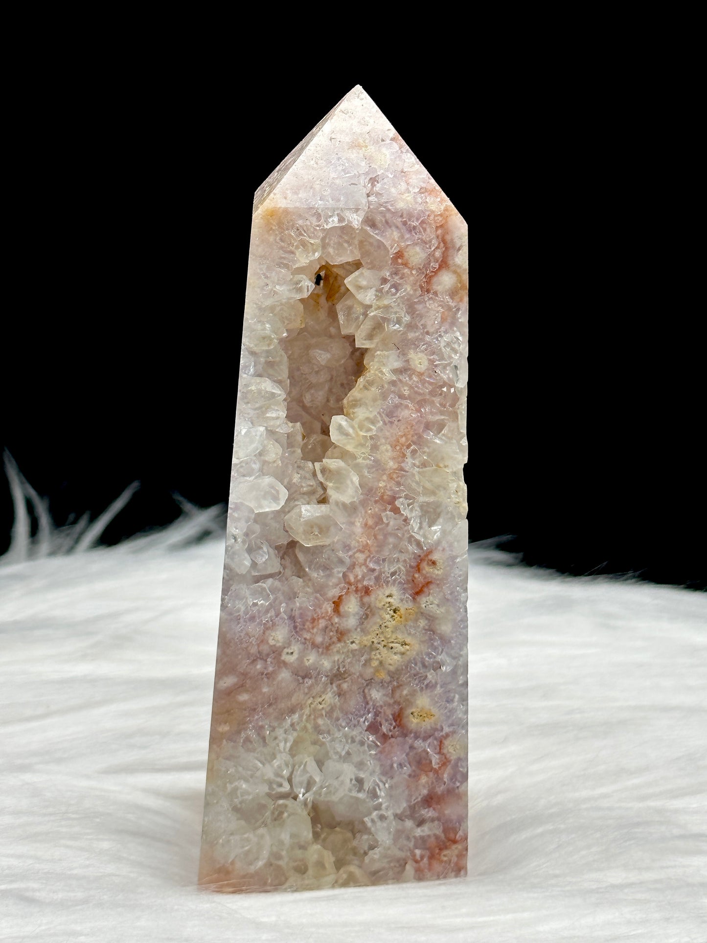 Pink Amethyst Flower Agate Crystal Point Tower - 200g, 4.3 inches