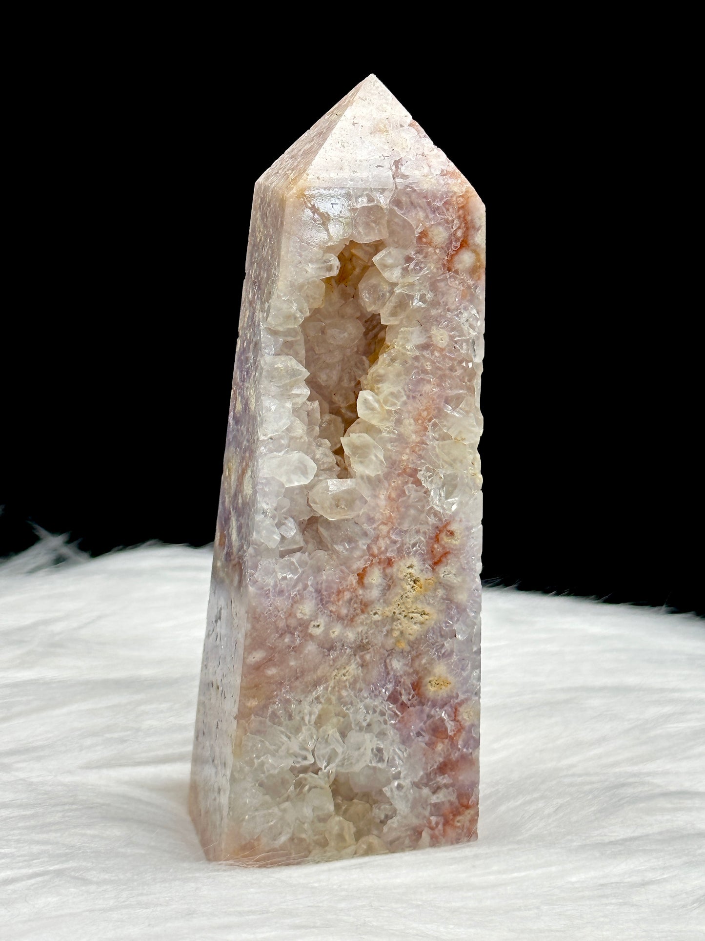 Pink Amethyst Flower Agate Crystal Point Tower - 200g, 4.3 inches