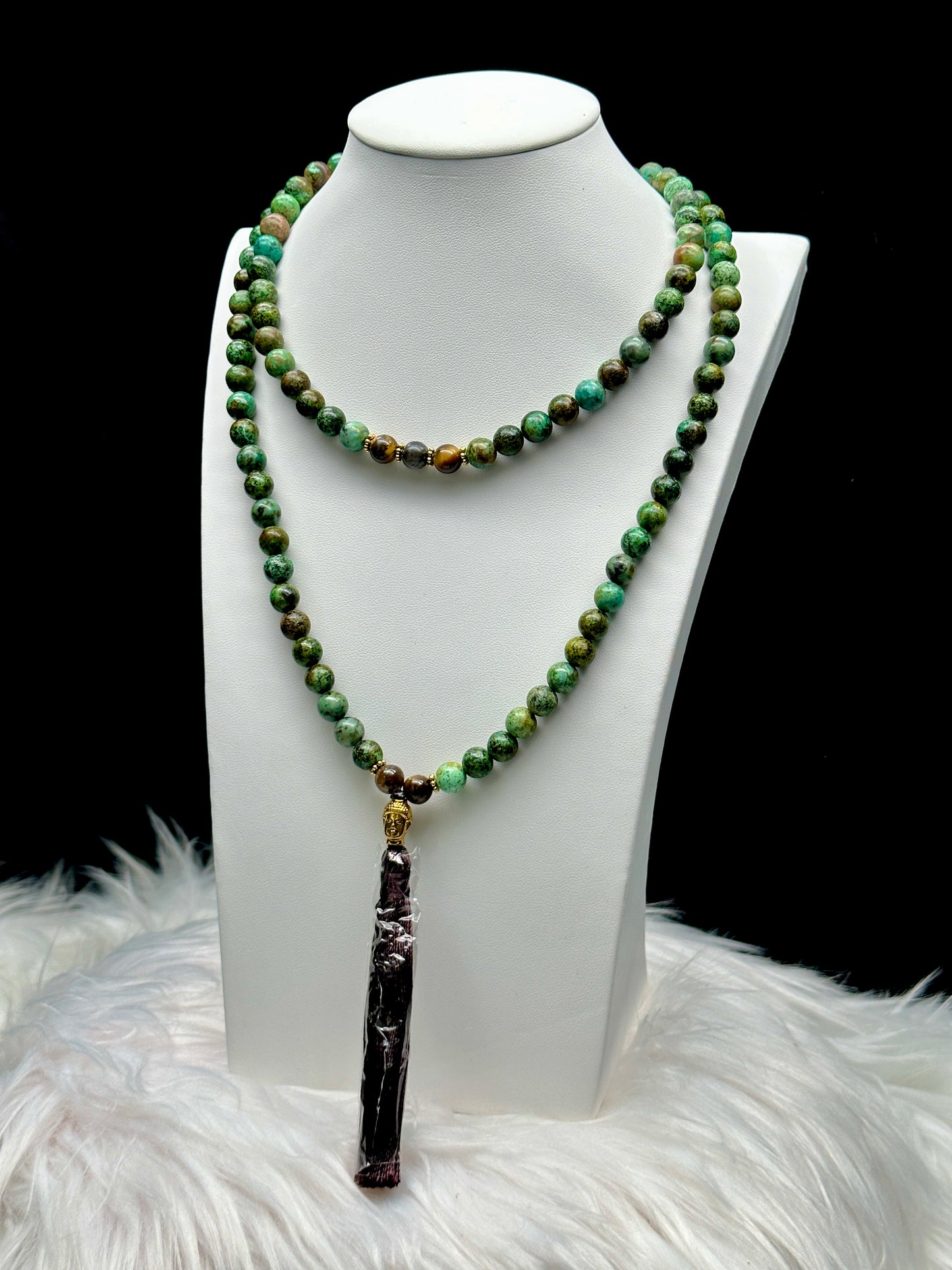 Chrysocolla Crystal Beaded Necklace/Mala