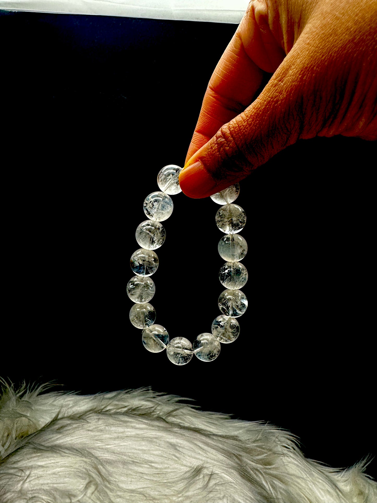 12mm Blue Needle in Clear Quartz Crystal Bracelet