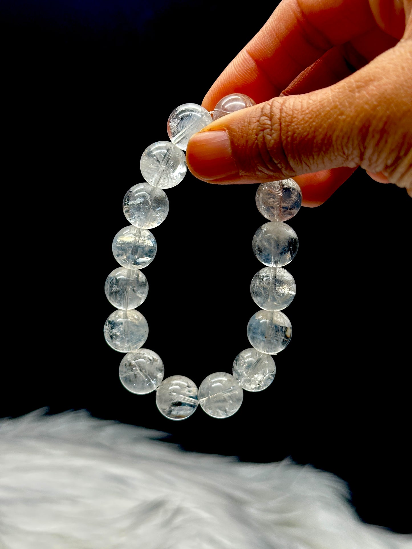 12mm Blue Needle in Clear Quartz Crystal Bracelet