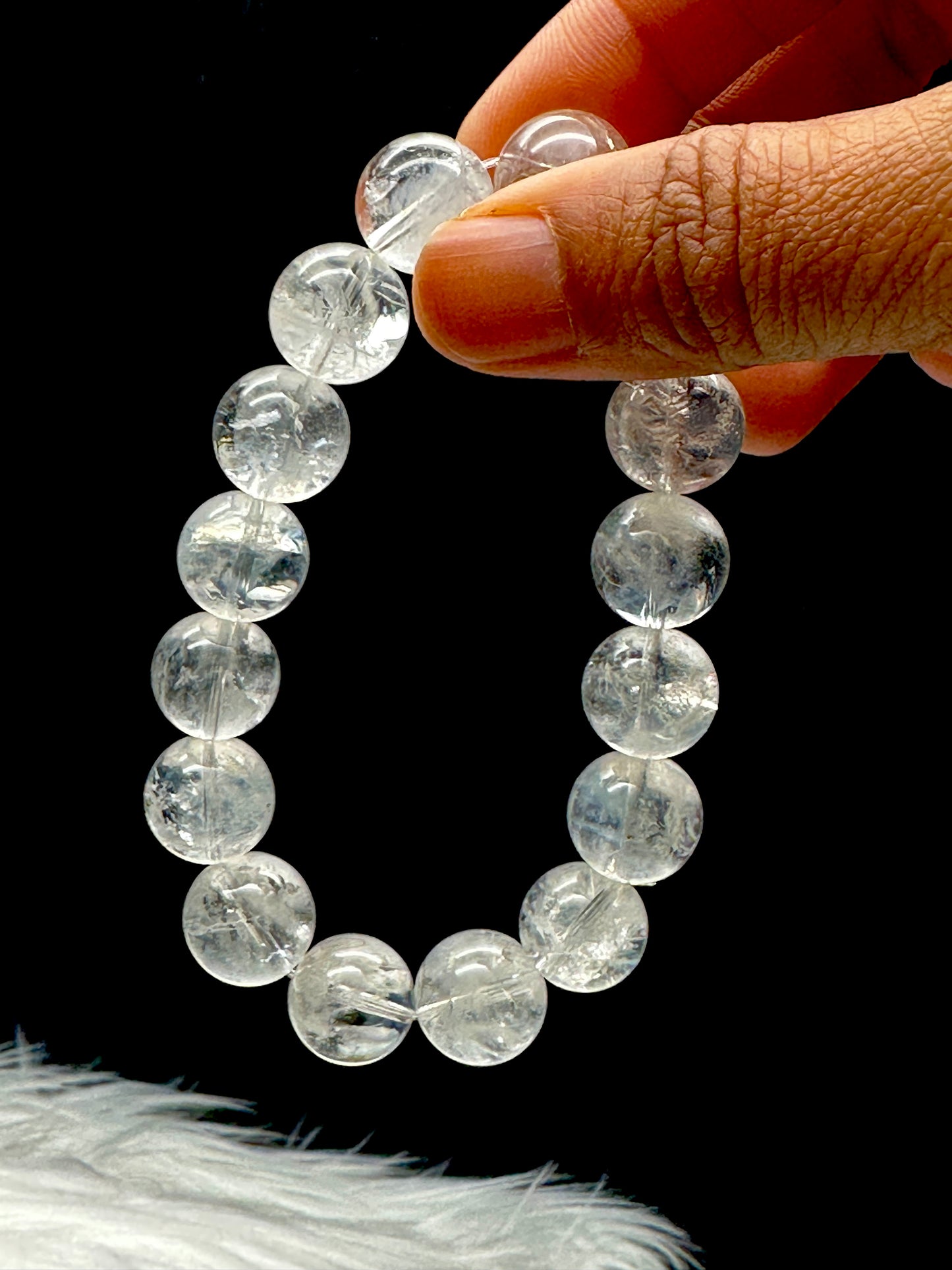 12mm Blue Needle in Clear Quartz Crystal Bracelet