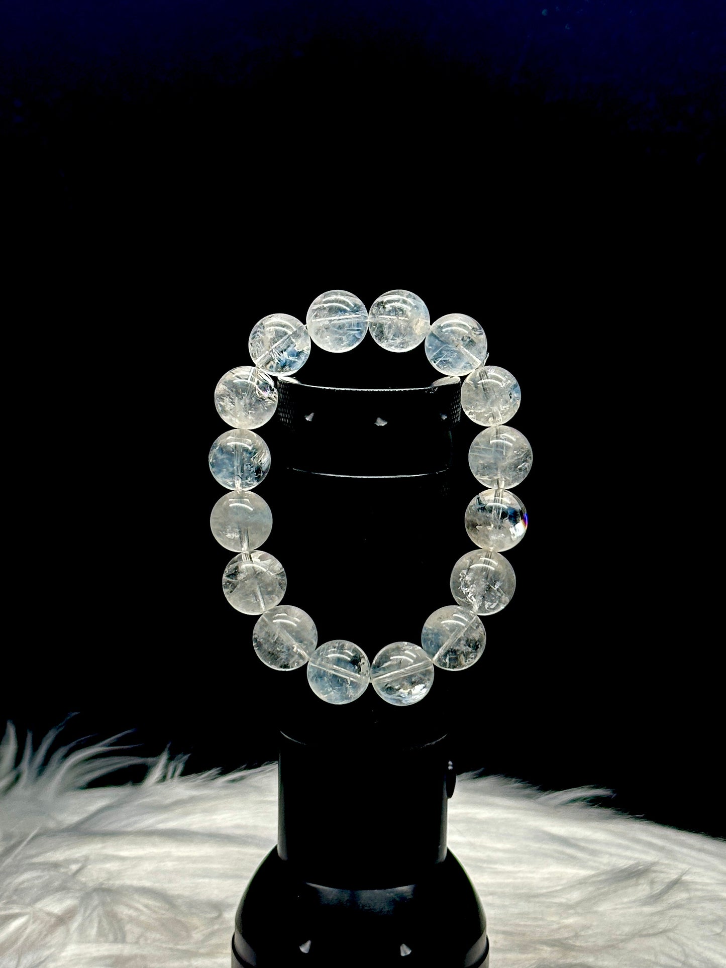 12mm Blue Needle in Clear Quartz Crystal Bracelet