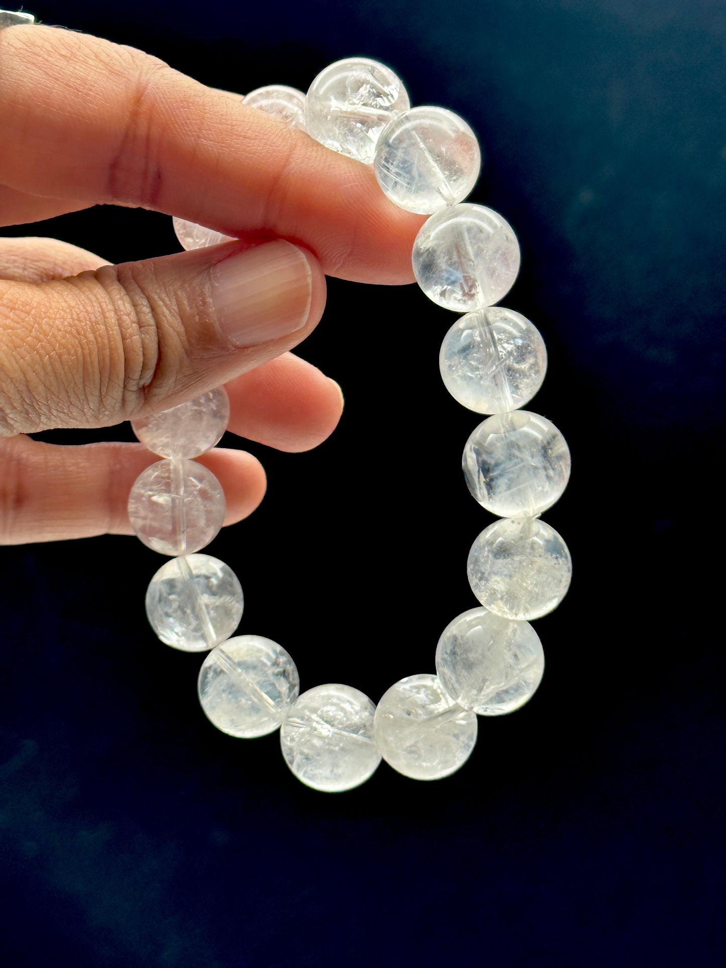 12mm Blue Needle in Clear Quartz Crystal Bracelet