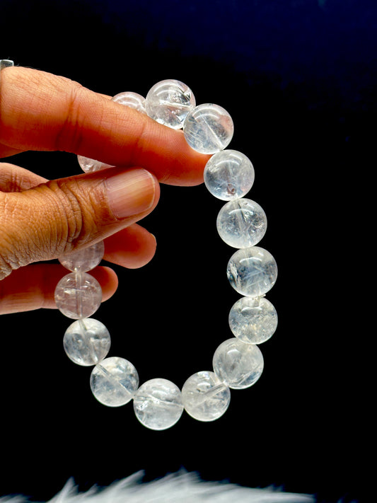 12mm Blue Needle in Clear Quartz Crystal Bracelet