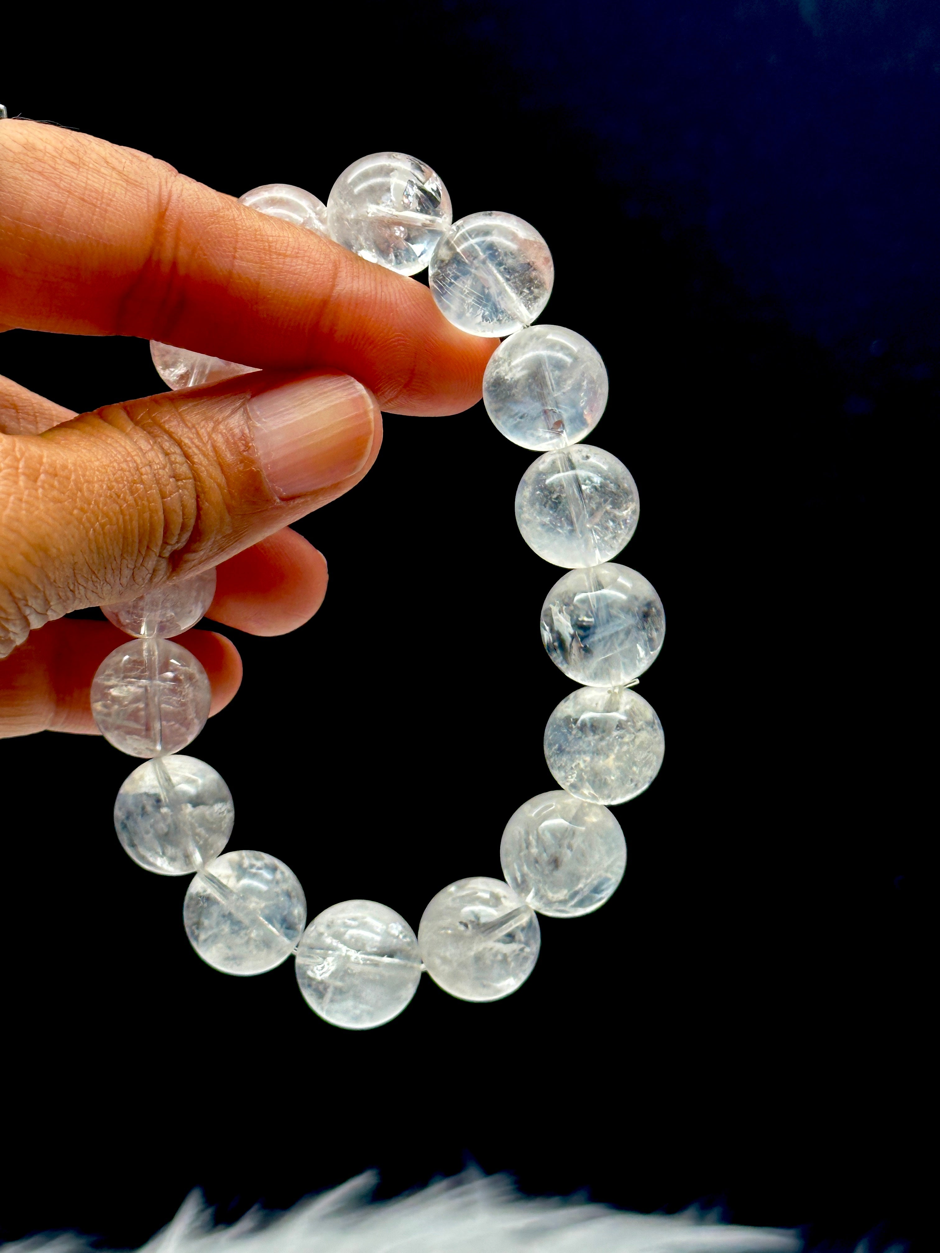 12mm Blue Needle in Clear Quartz Crystal Bracelet – NirViv