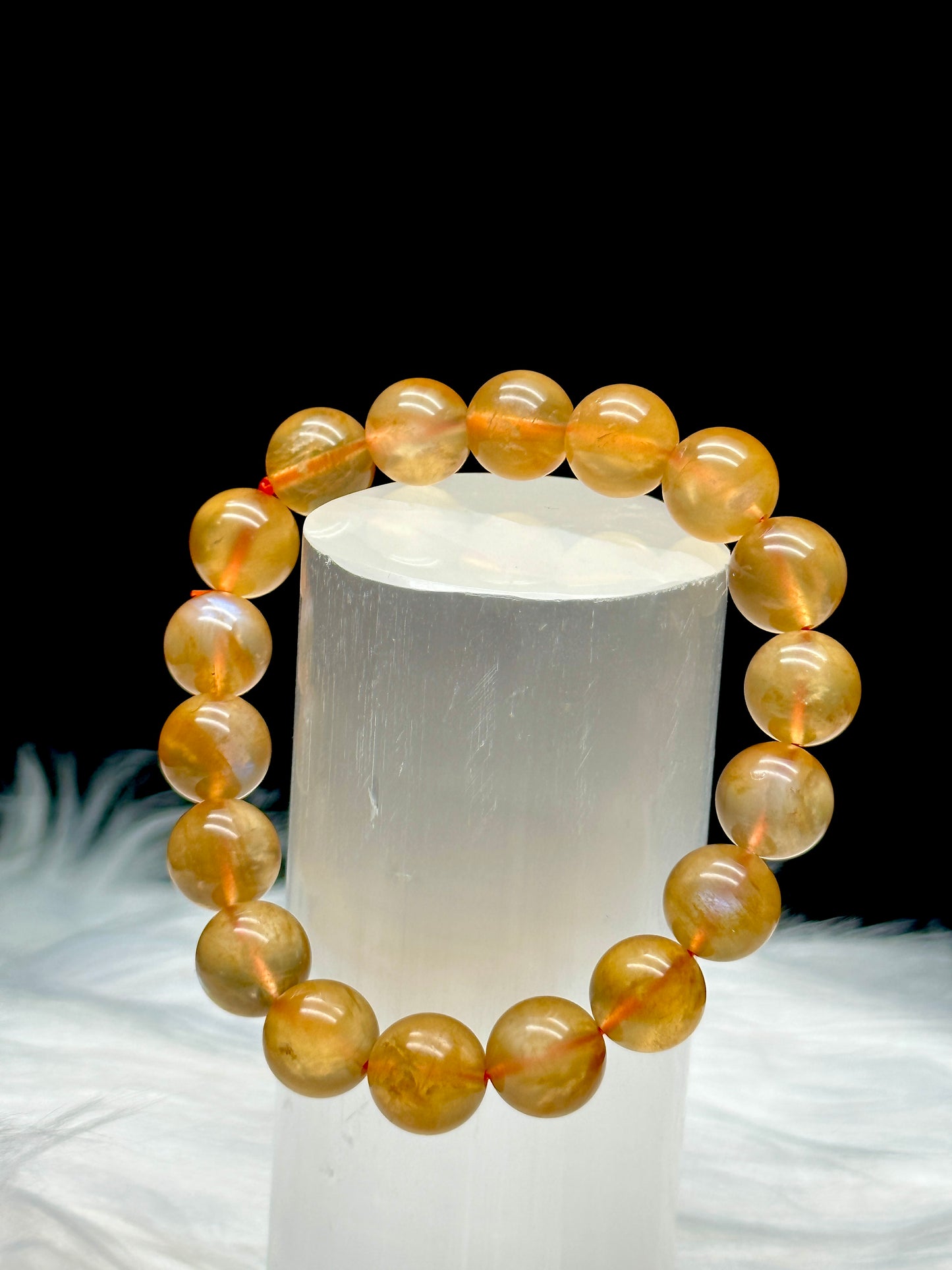 RARE High Quality Golden Andesine ( Orange Labradorite) Crystal bracelet - 9.8mm