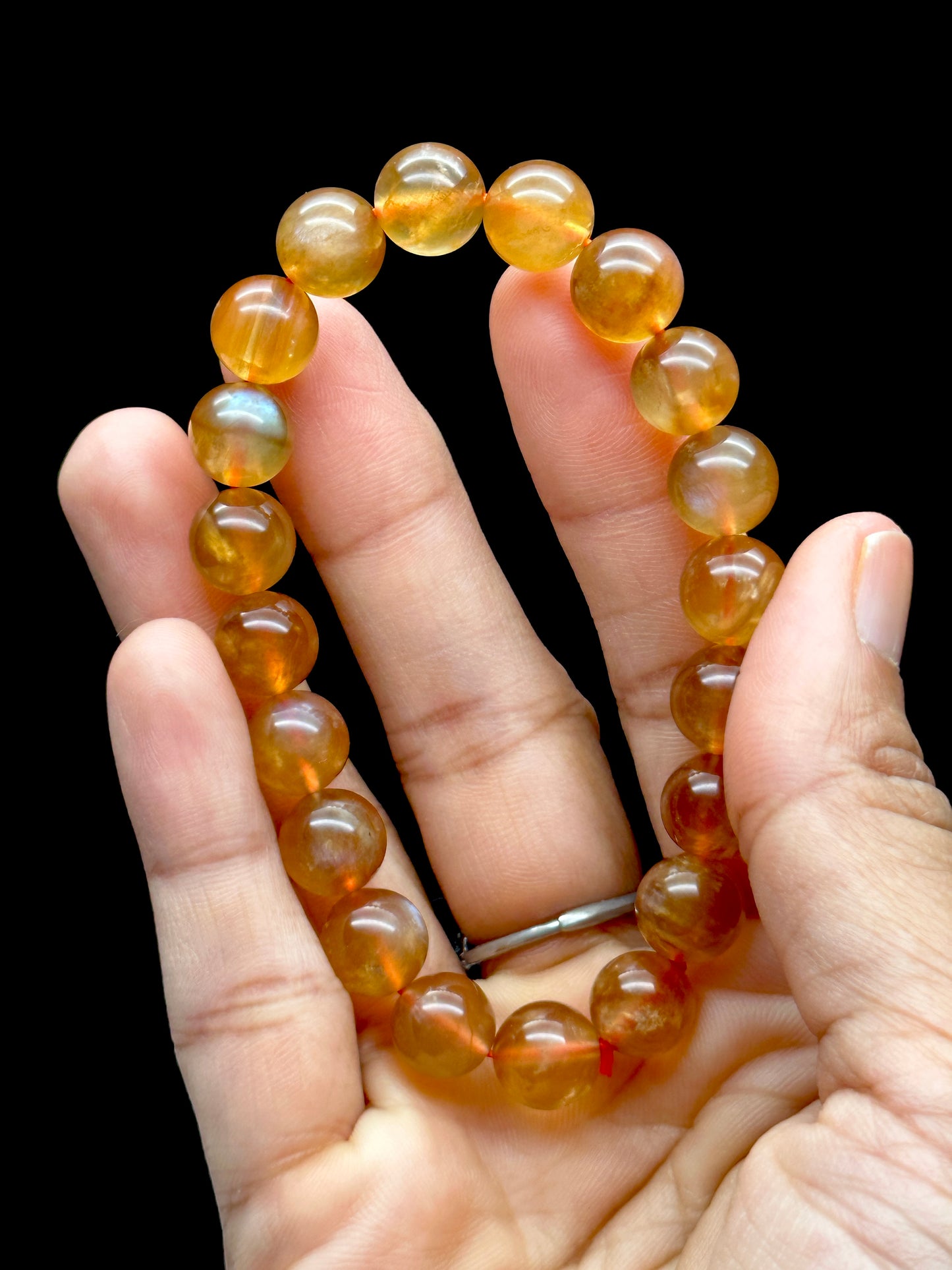 RARE High Quality Golden Andesine ( Orange Labradorite) Crystal bracelet - 9.8mm