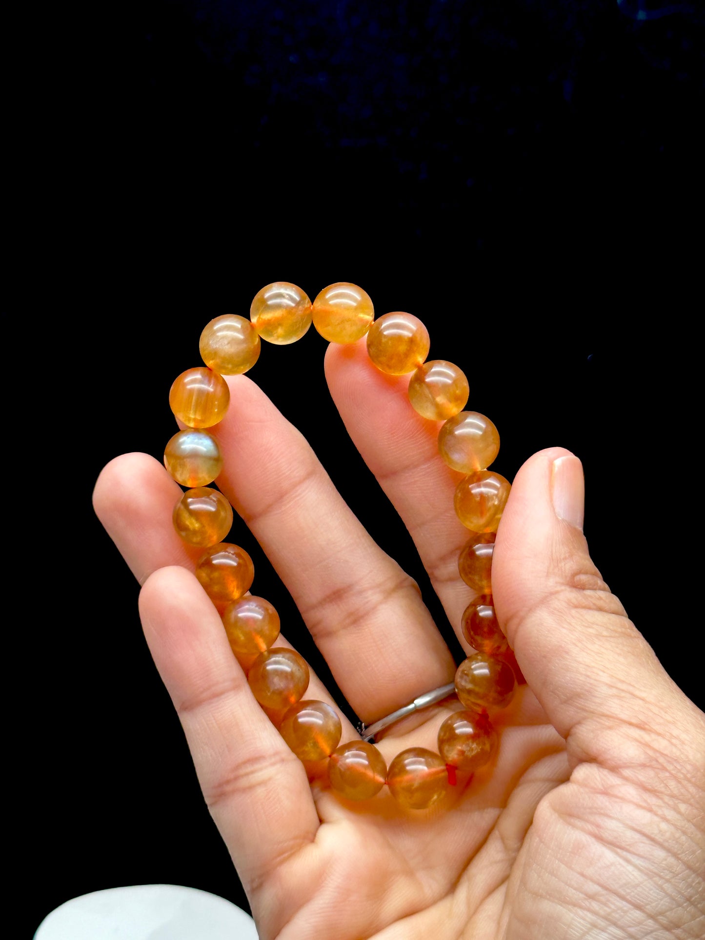 RARE High Quality Golden Andesine ( Orange Labradorite) Crystal bracelet - 9.8mm