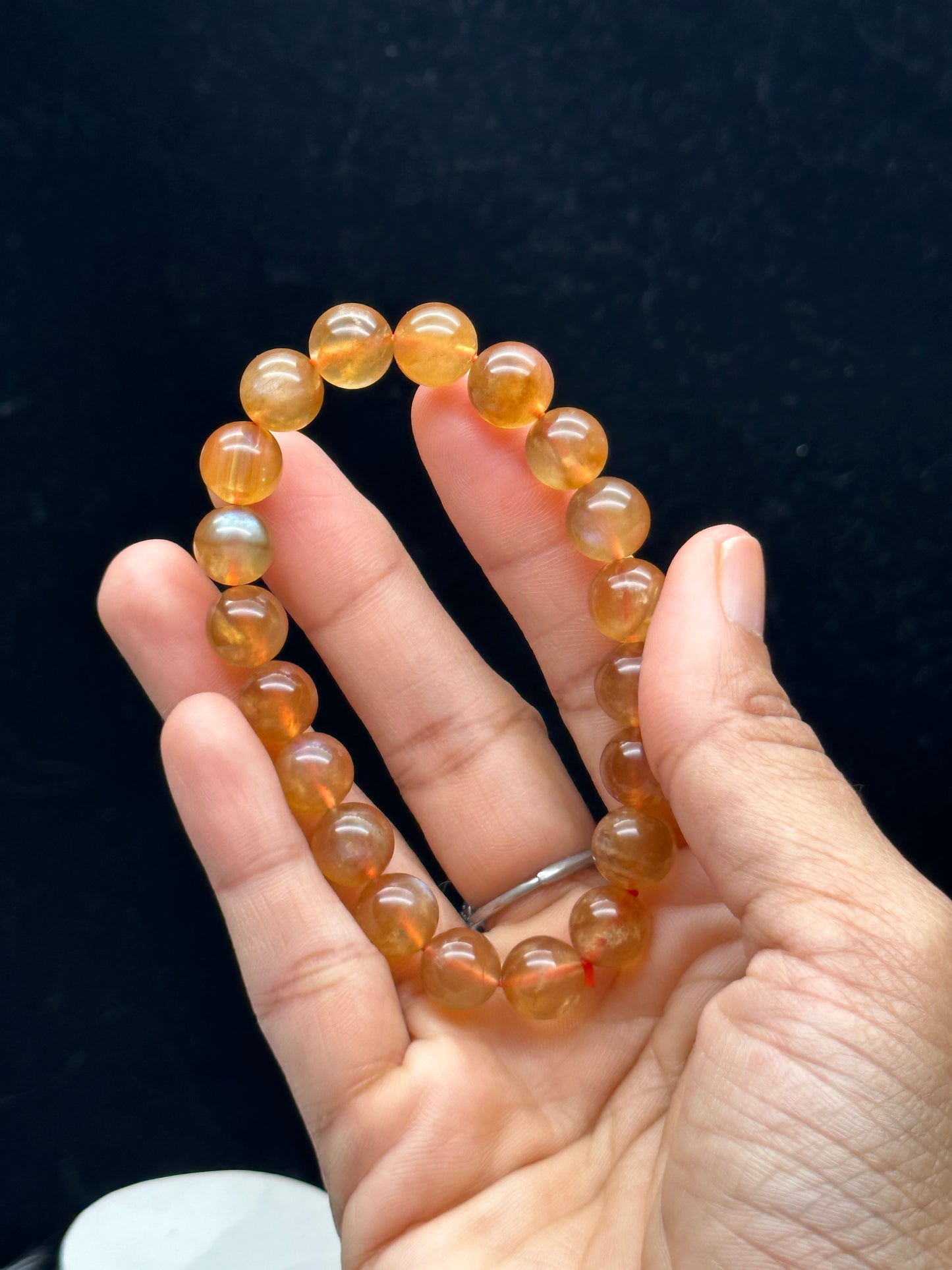 RARE High Quality Golden Andesine ( Orange Labradorite) Crystal bracelet - 9.8mm