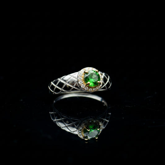 Diopside Crystal Ring in Sterling Silver – Adjustable Size, Handmade Gemstone Ring