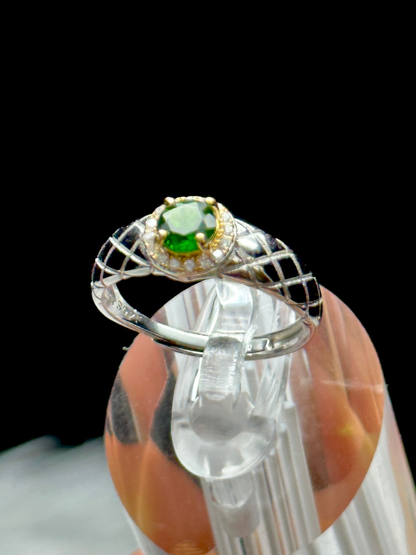 Diopside Crystal Ring in Sterling Silver – Adjustable Size, Handmade Gemstone Ring