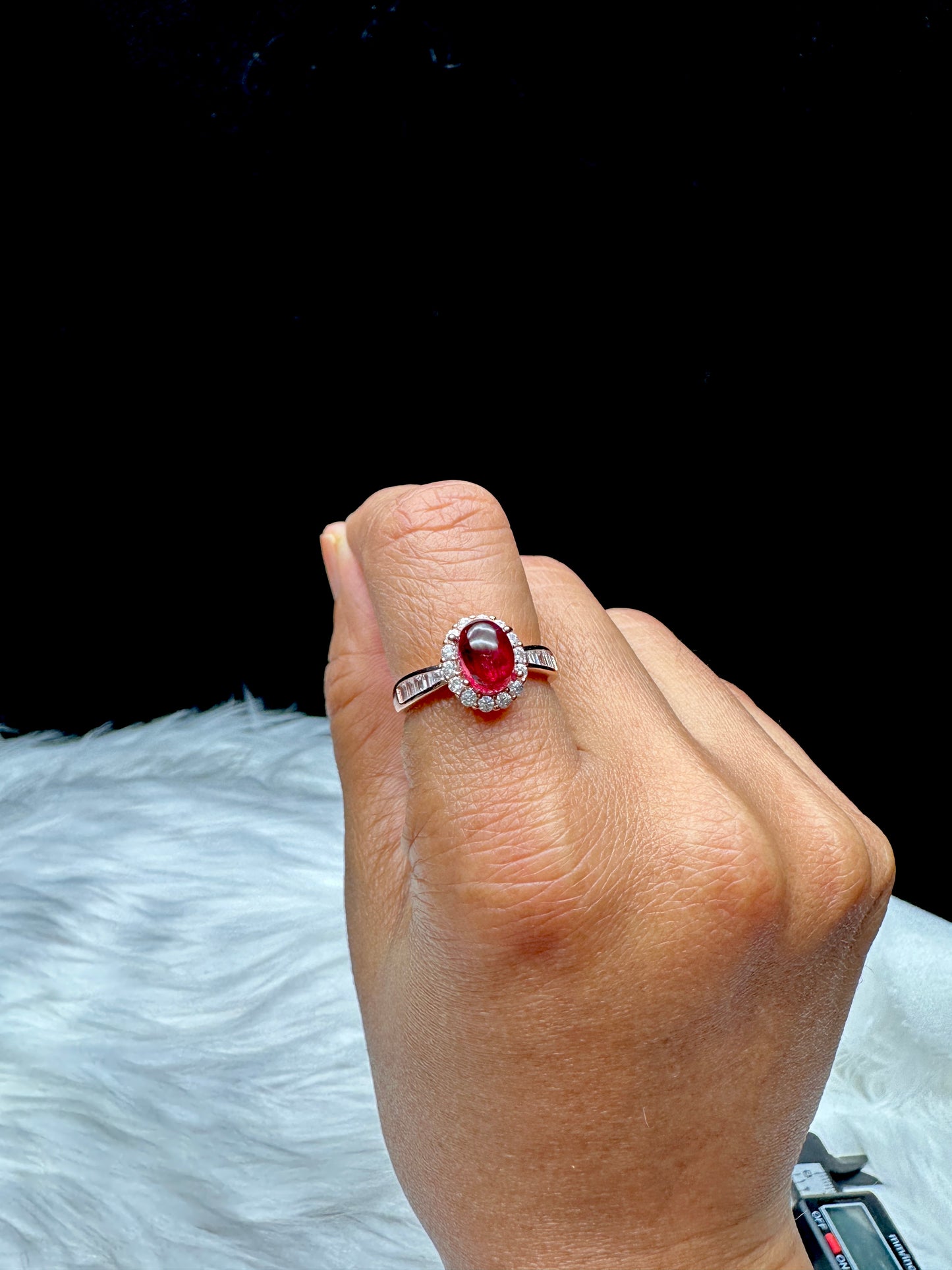 Pink Tourmaline Crystal Ring – Sterling Silver, Adjustable, CZ Diamond Halo