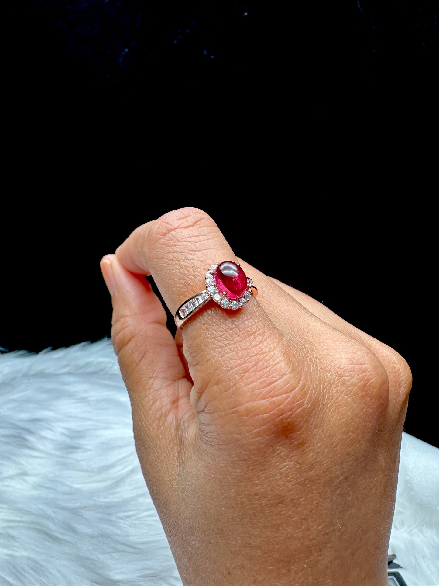 Pink Tourmaline Crystal Ring – Sterling Silver, Adjustable, CZ Diamond Halo