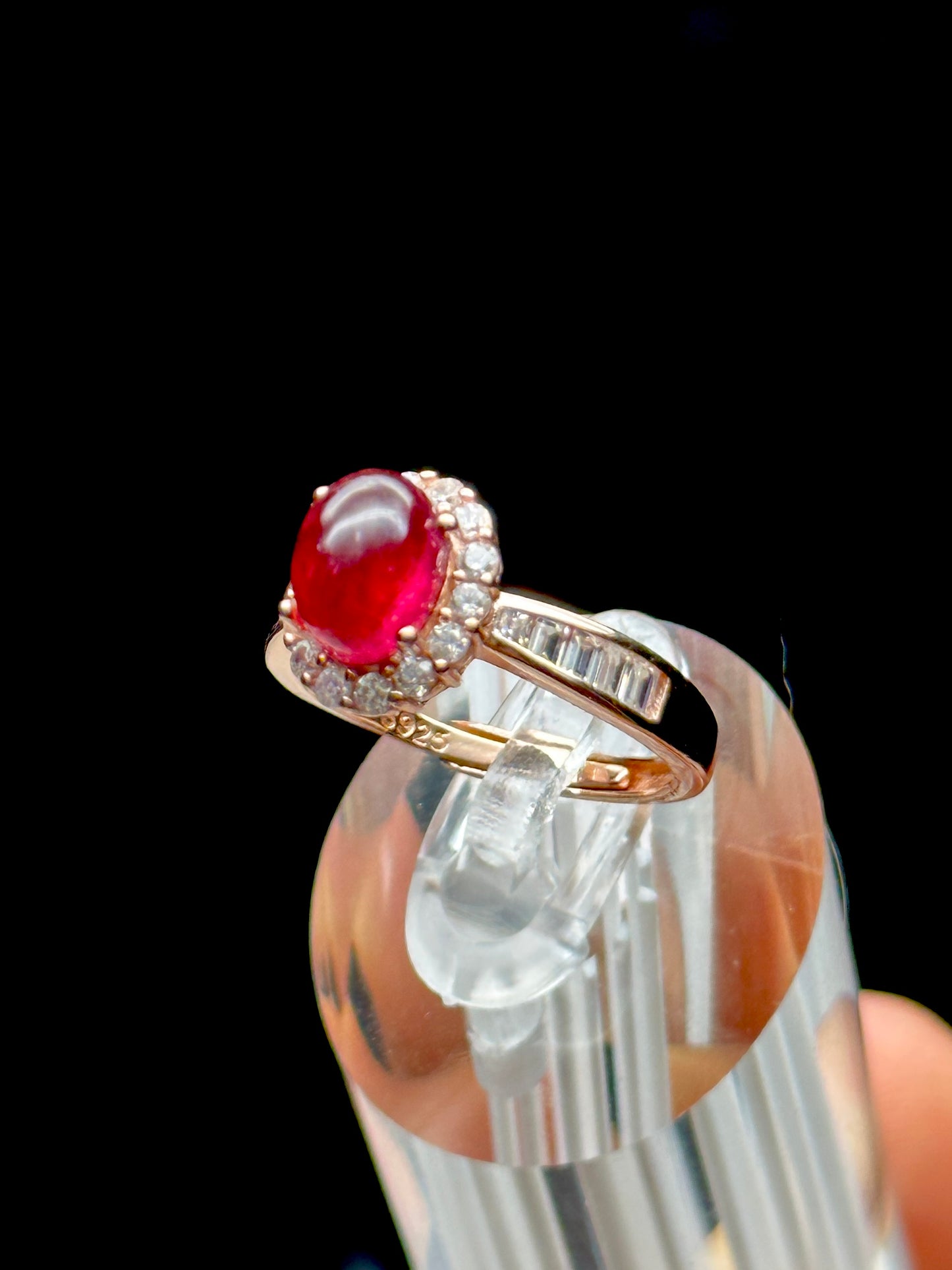 Pink Tourmaline Crystal Ring – Sterling Silver, Adjustable, CZ Diamond Halo