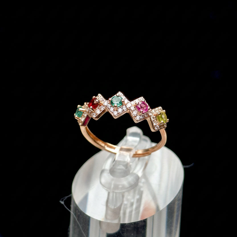 Mixed Tourmaline Crystal Ring – Adjustable, Rose Gold Plated Sterling Silver