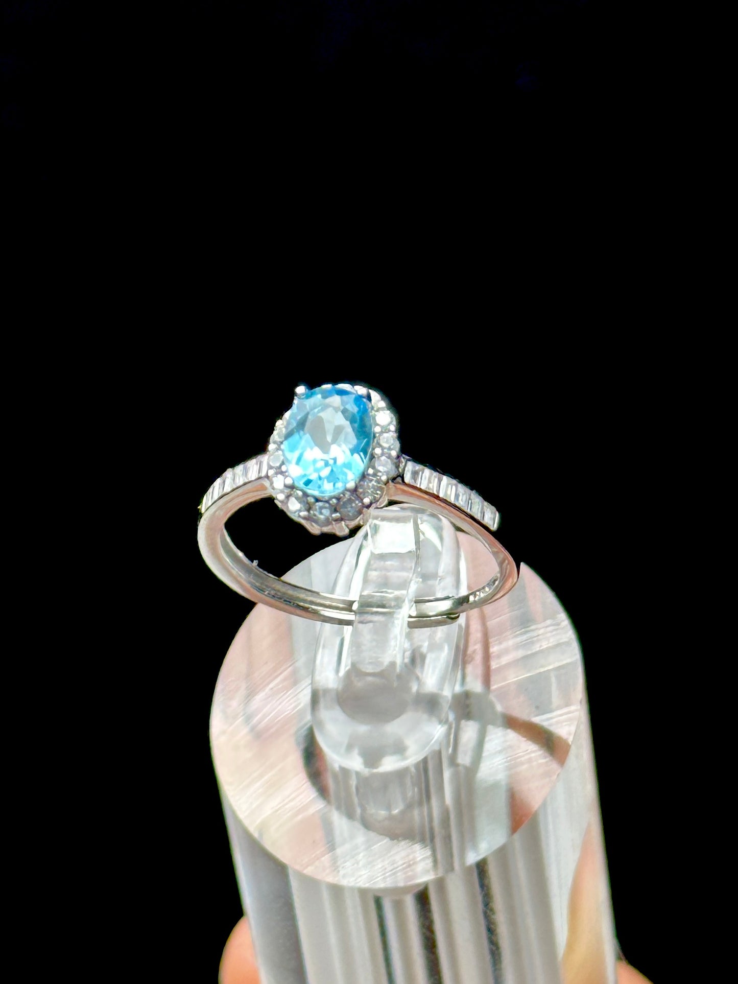 Blue Topaz Gemstone Ring – Sterling Silver, Adjustable Size, Handmade Ring