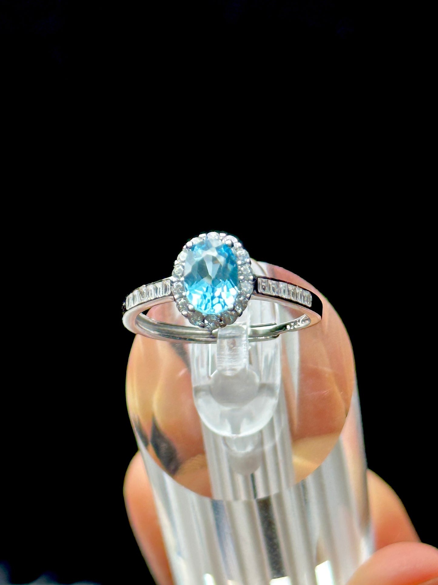 Blue Topaz Gemstone Ring – Sterling Silver, Adjustable Size, Handmade Ring
