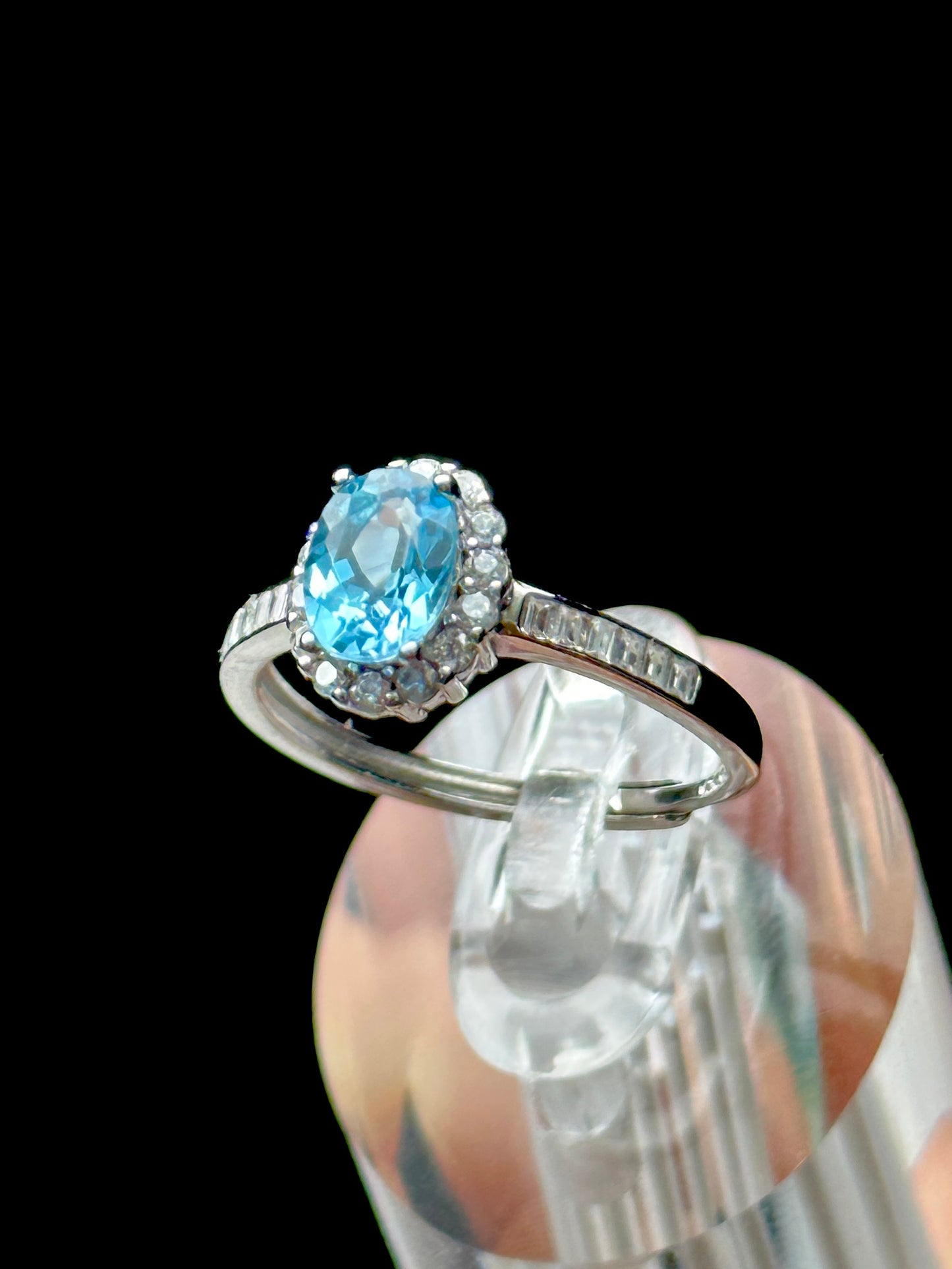 Blue Topaz Gemstone Ring – Sterling Silver, Adjustable Size, Handmade Ring