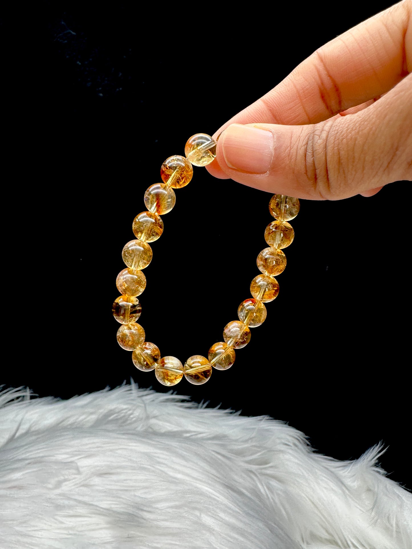 High-Quality Citrine Crystal Bead Bracelet – 9mm Natural Gemstones, Stretchable Cord