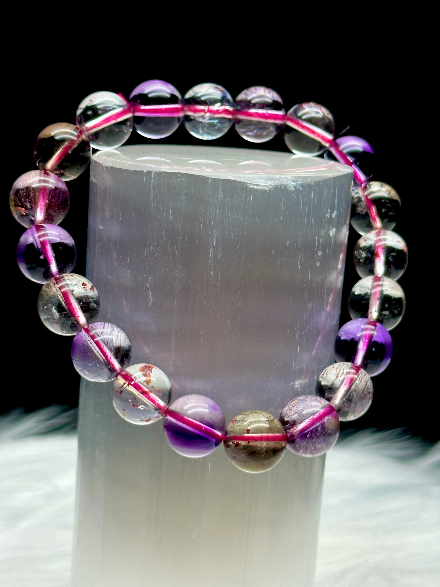 High Quality Rutilated Super 7 Crystal bracelet- 8mm bead size