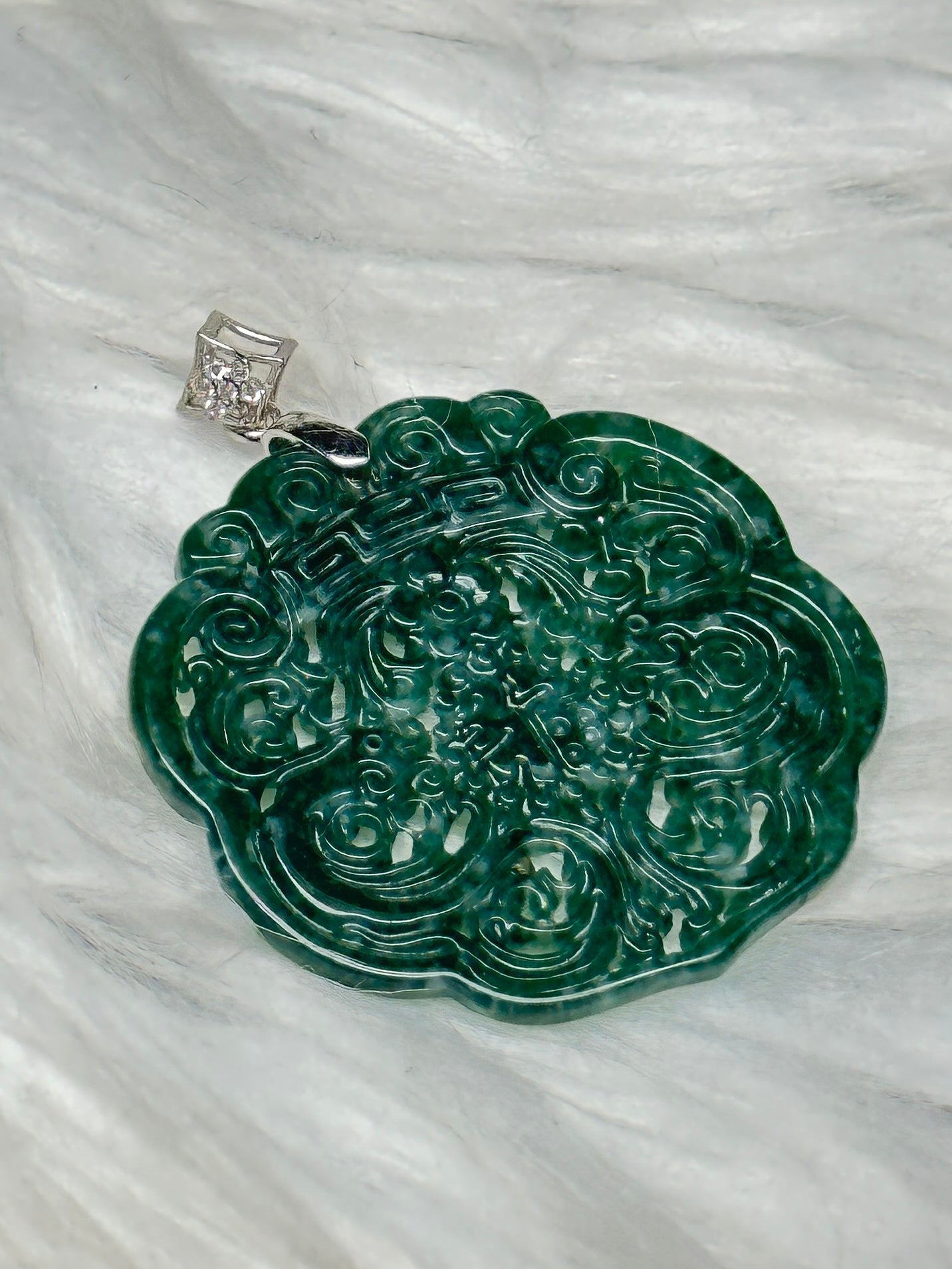 High-Quality Jade Pendant – Feng Shui Symbol of Luck & Wealth, Sterling Silver Hook