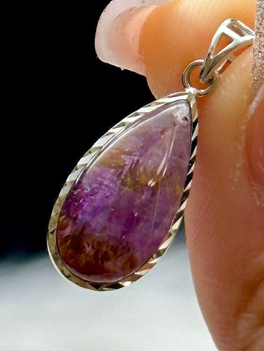Grade AAA Auralite 23 Drop Pendant – Sterling Silver Setting | Rare Crystal Energy Necklace
