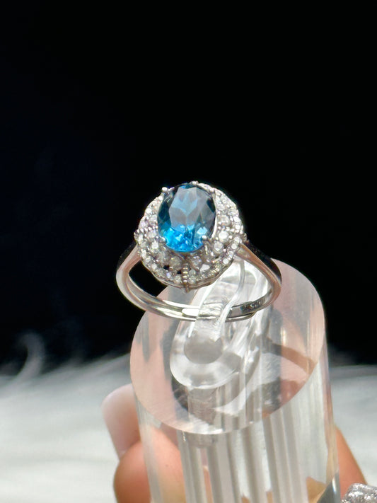 High-Quality London Blue Topaz Ring – Adjustable Size, 925 Sterling Silver