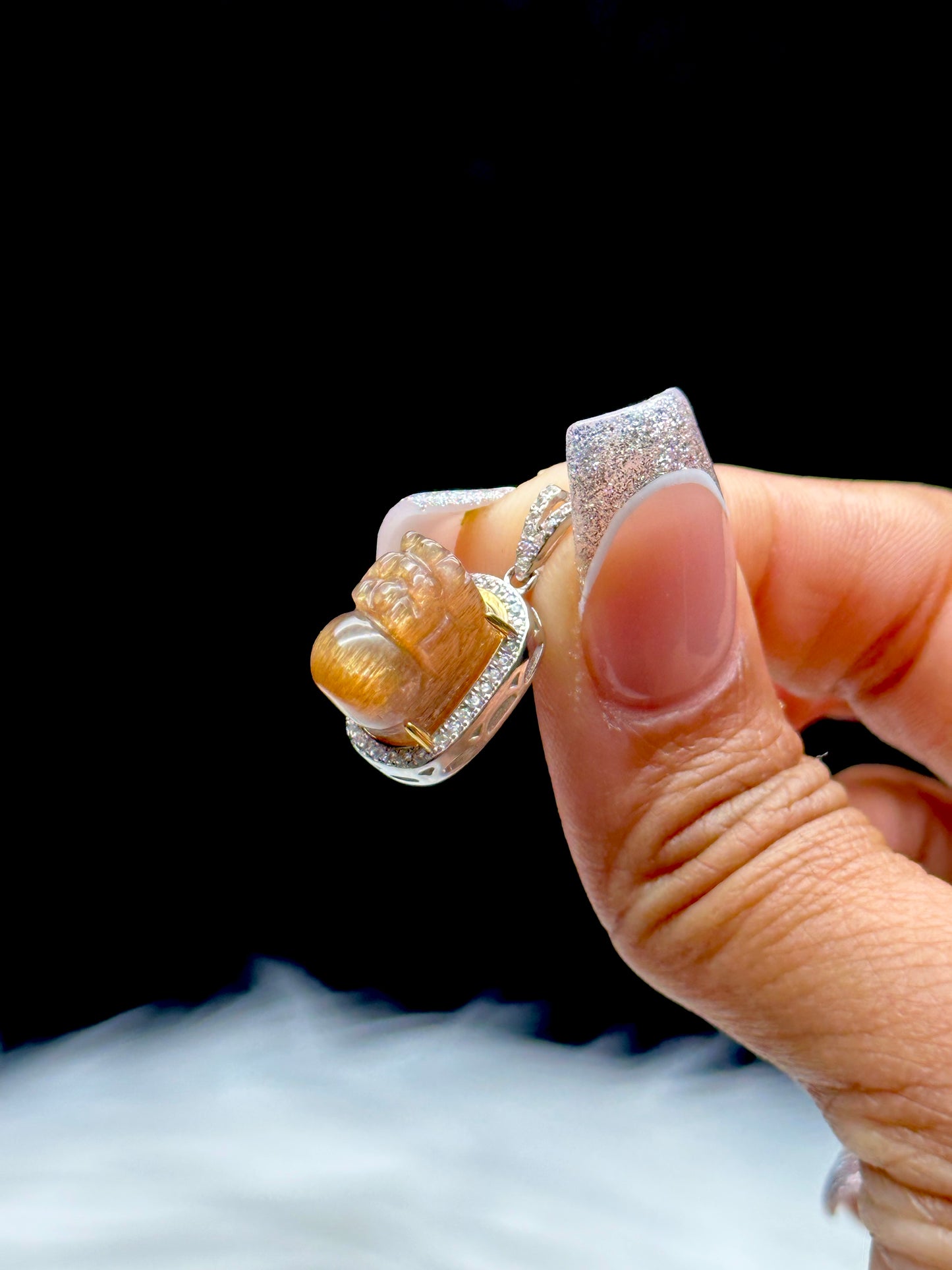 Rare Rutile Moonstone-Sunstone Pendant with Gold Flash – Sterling Silver Setting