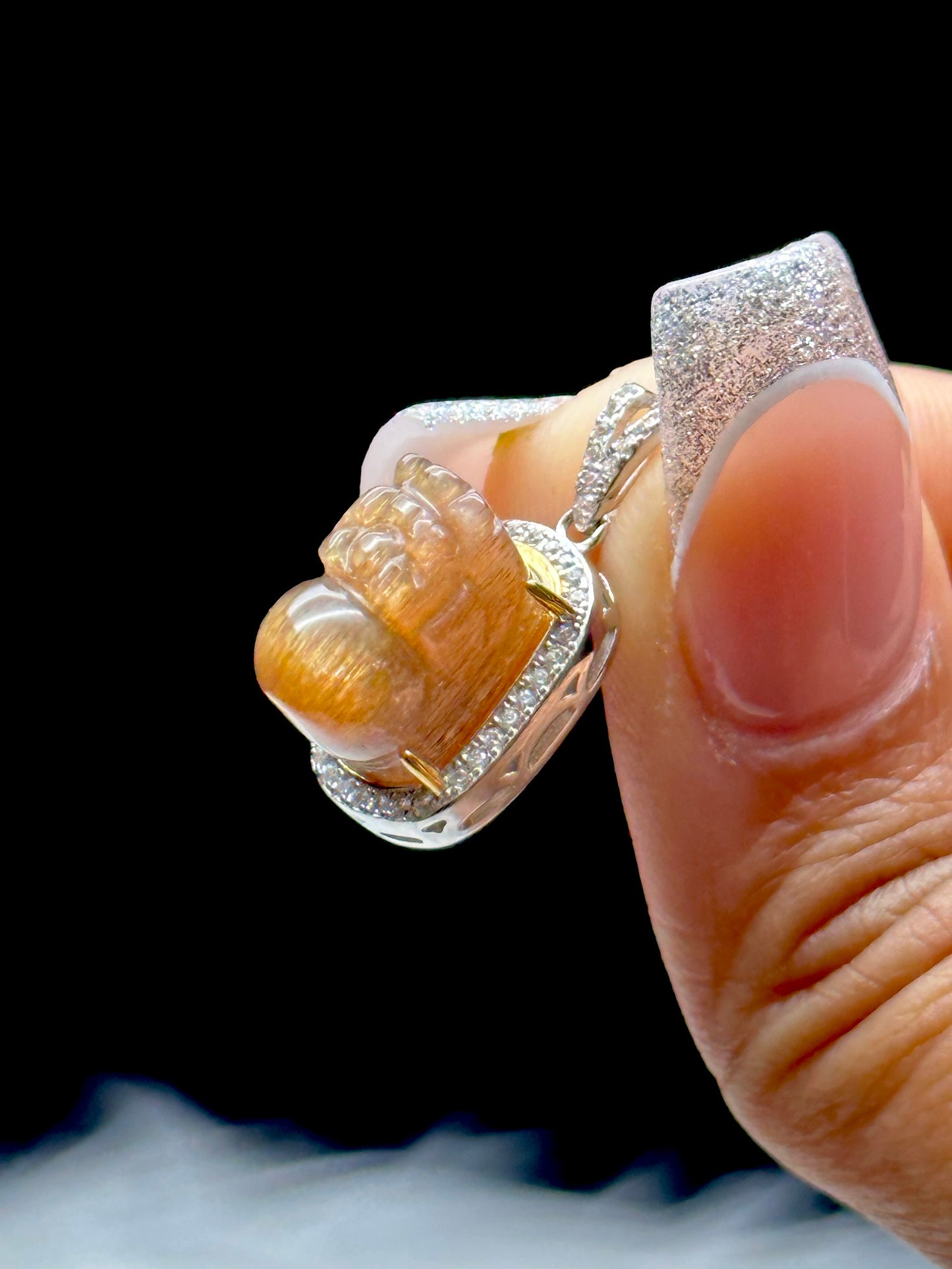 Rare Rutile Moonstone-Sunstone Pendant with Gold Flash – Sterling Silver Setting