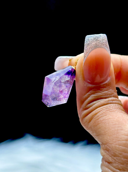 Rare Rutilated Super Seven Crystal Pendant – 18K Solid Gold, High Vibration Master Healer Stone