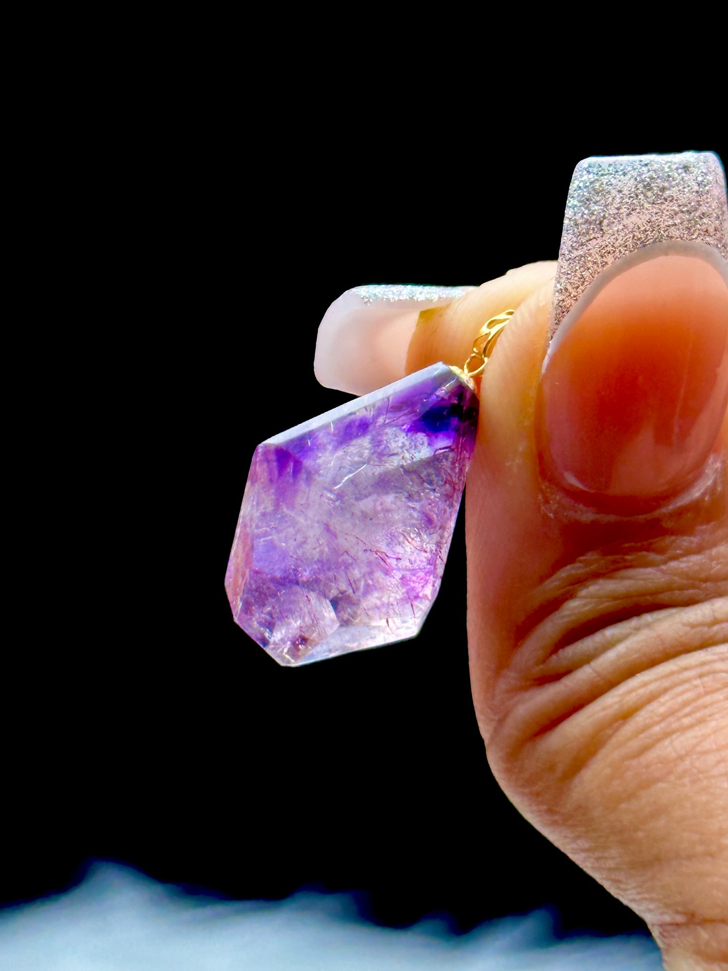 Rare Rutilated Super Seven Crystal Pendant – 18K Solid Gold, High Vibration Master Healer Stone