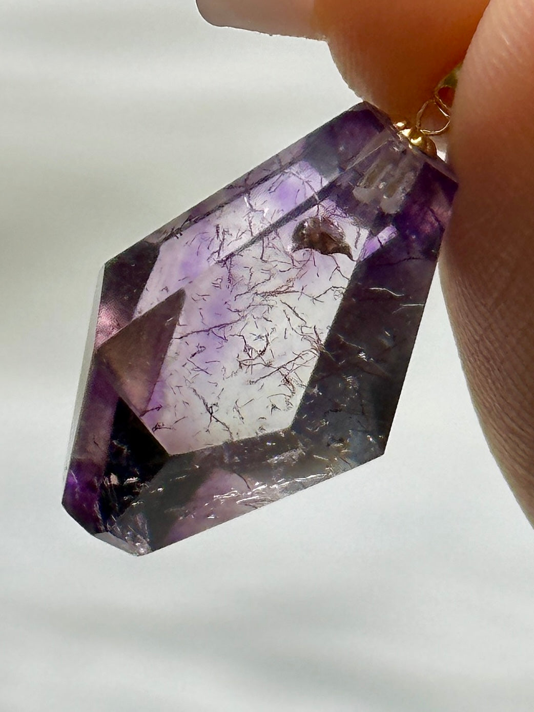 Rare Rutilated Super Seven Crystal Pendant – 18K Solid Gold Hook | High Vibration Master Healer Stone